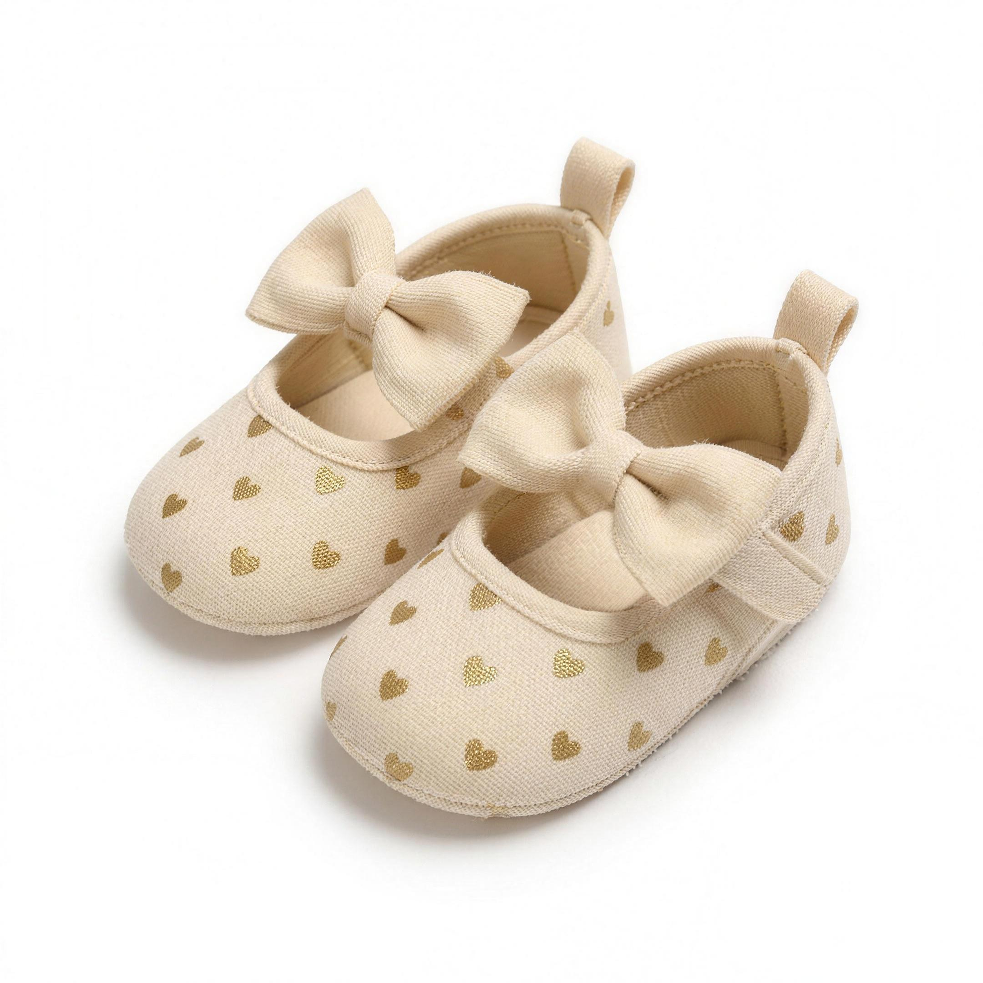 Gold Heart Bow Shoes - professional studio photo
