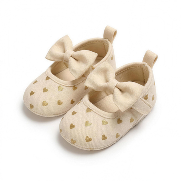 Gold Heart Bow Shoes - professional studio photo