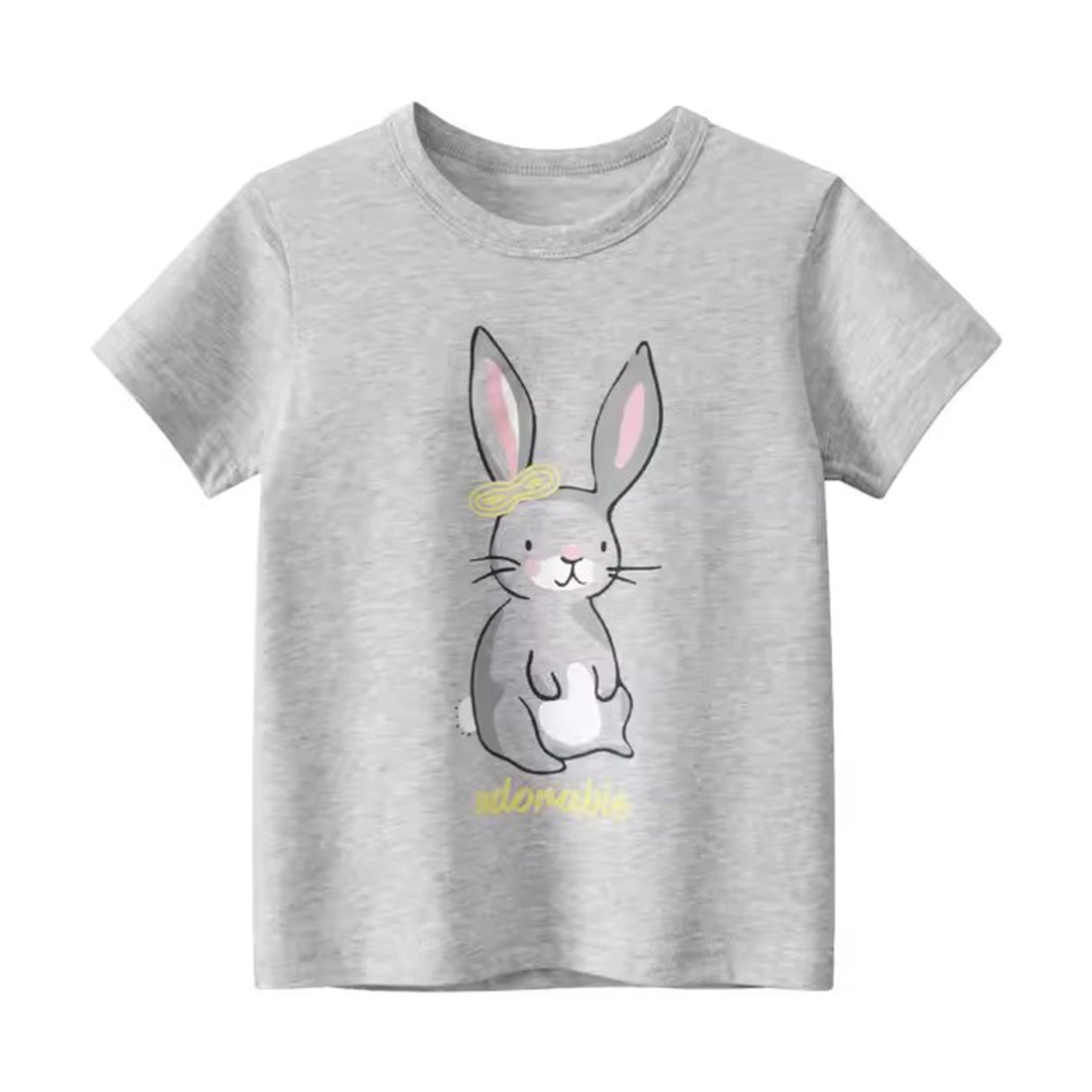 Adorable Bunny Tee, girls baby and toddler t-shirt, professional product photo on white background