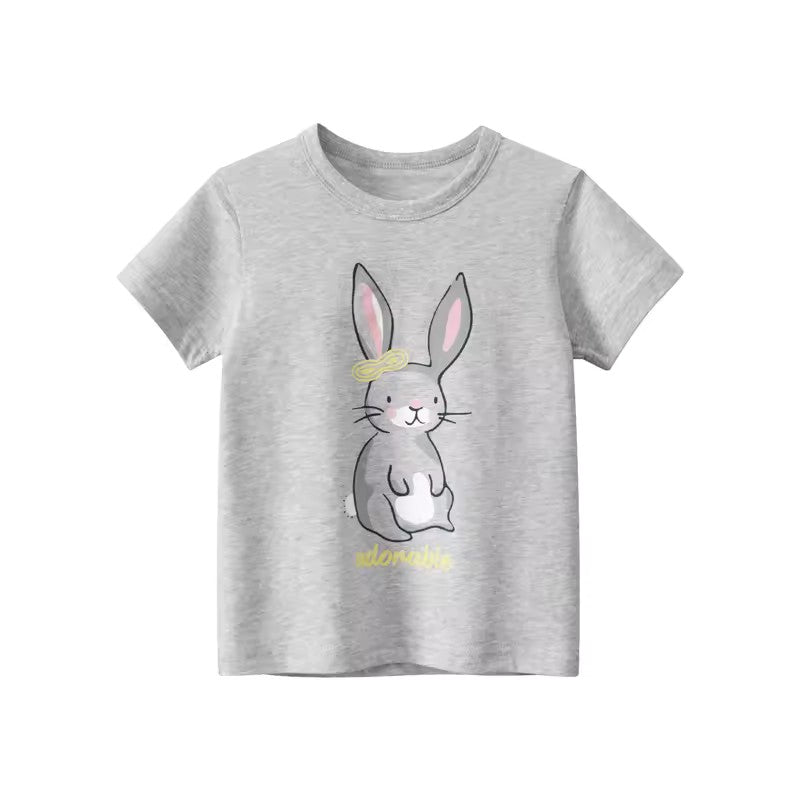 Adorable Bunny Tee, girls baby and toddler t-shirt, professional product photo on white background