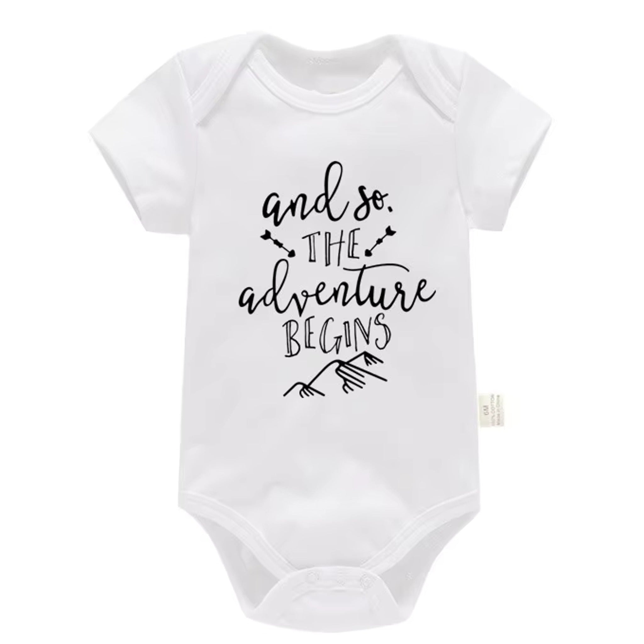 Adventure Begins Romper in Wide Detail - baby and toddler rompers, professional product photo