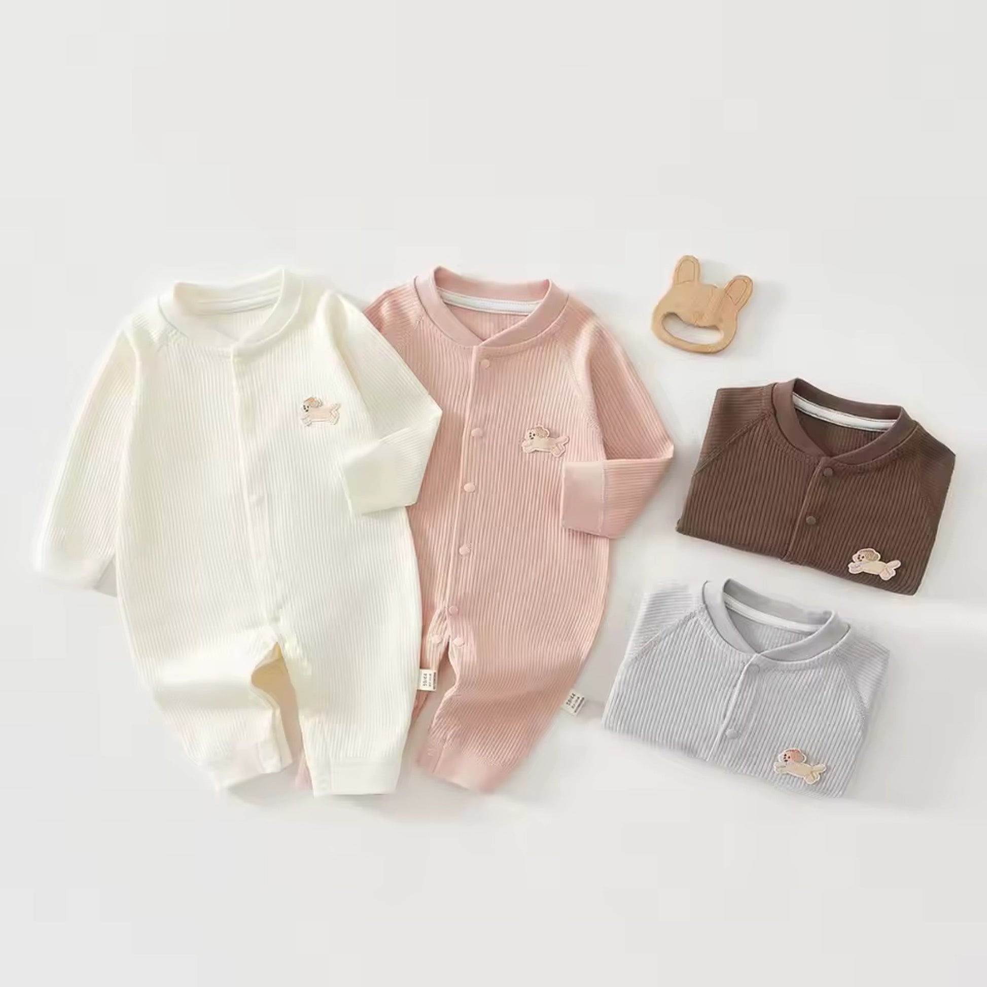 Ribbed Puppy Patch Onesie - all 4 colors