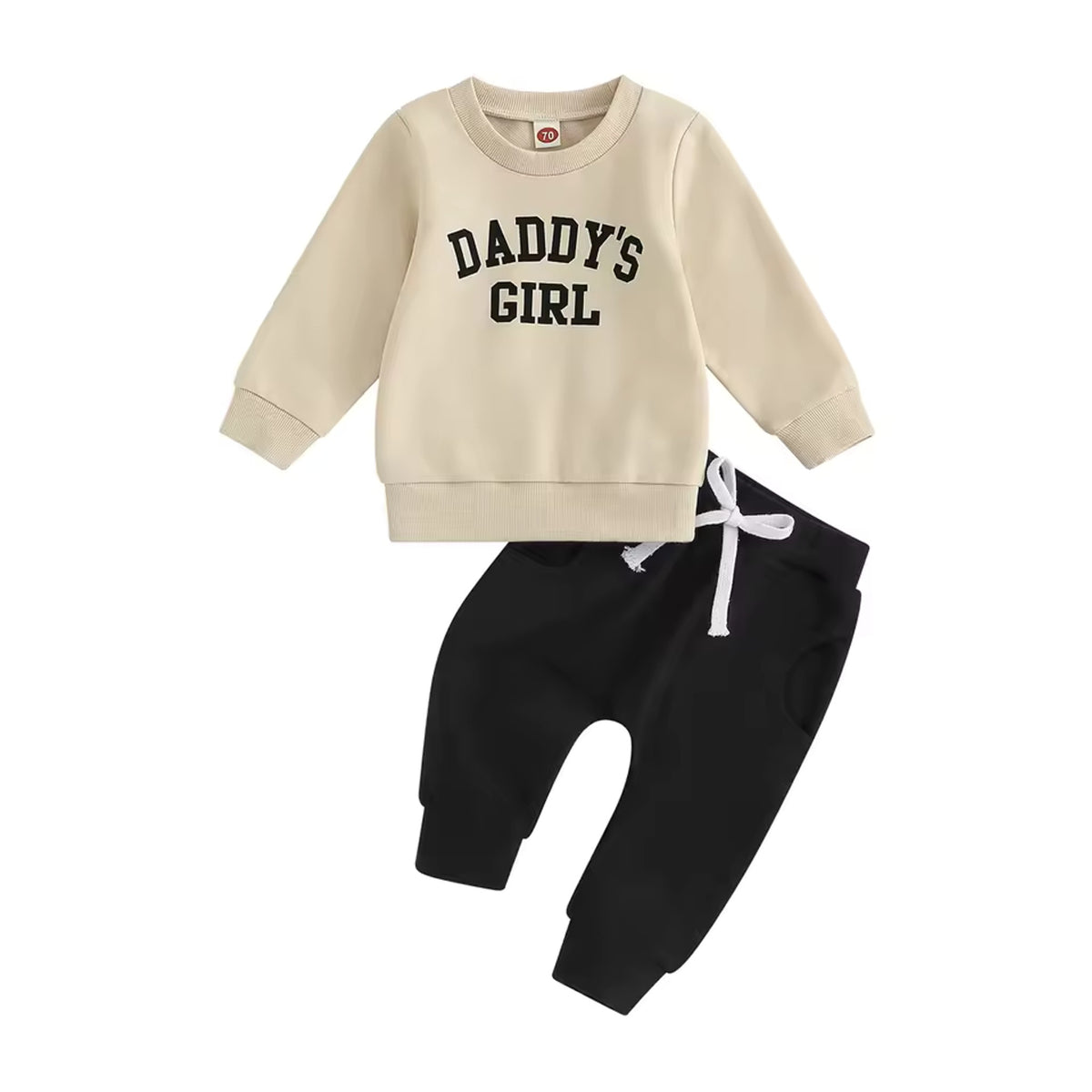 Daddy's Girl Sweatshirt & Jogger Set - Apricot & Black