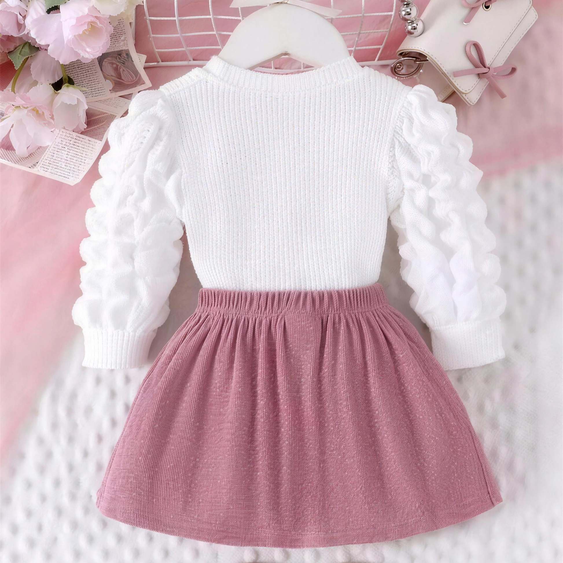 Chenille Heart Bow Skirt Set - back