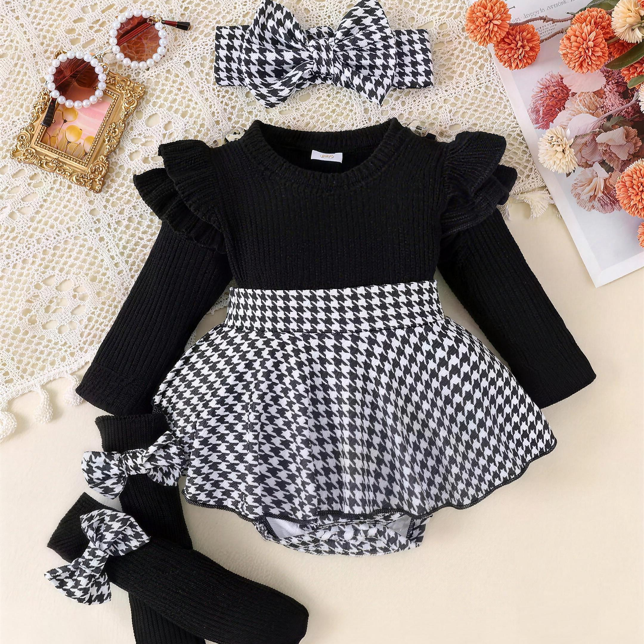 Houndstooth Bow Dress Set - back lifestyle