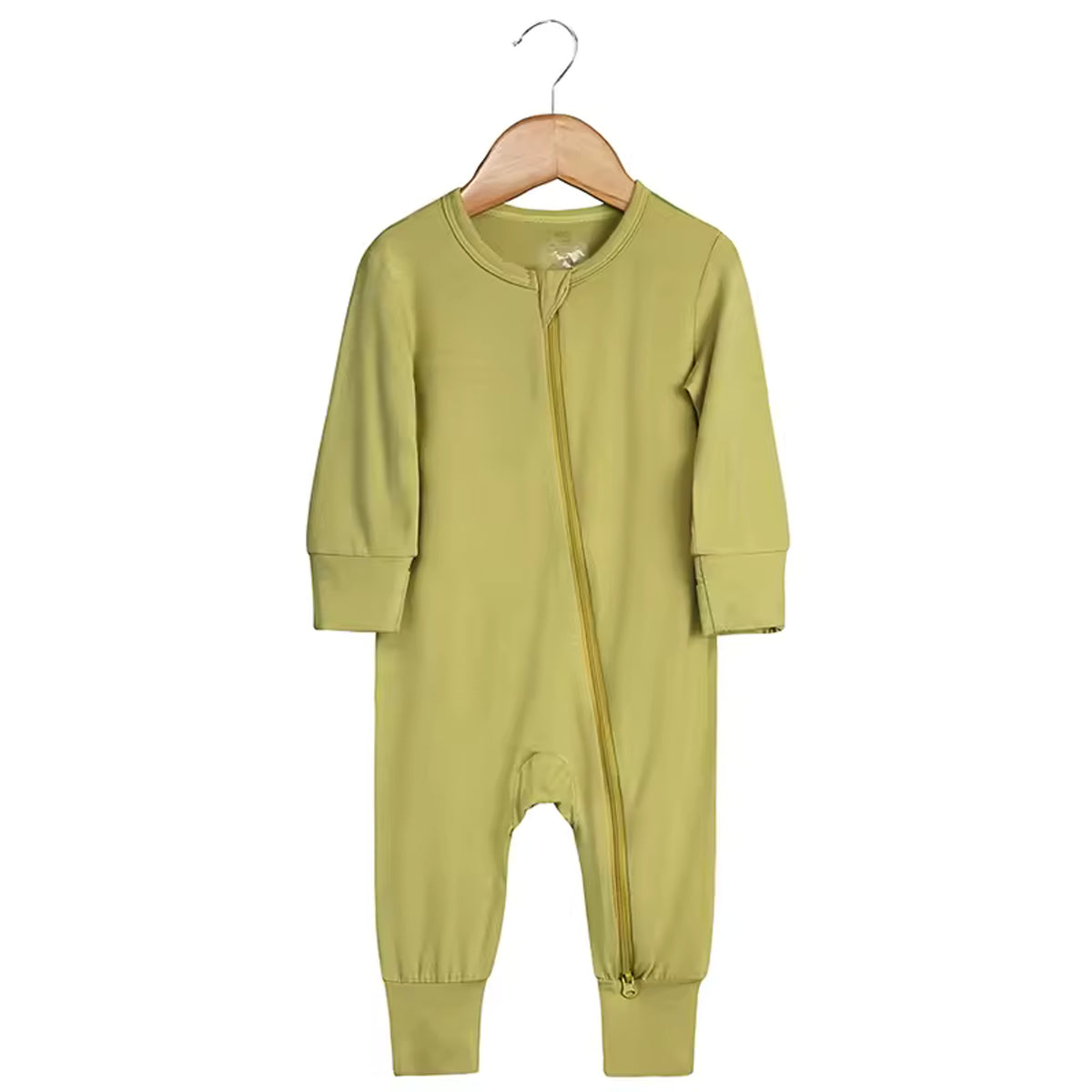 Bamboo Baby Romper - Chartreuse - baby footed zip sleeper
