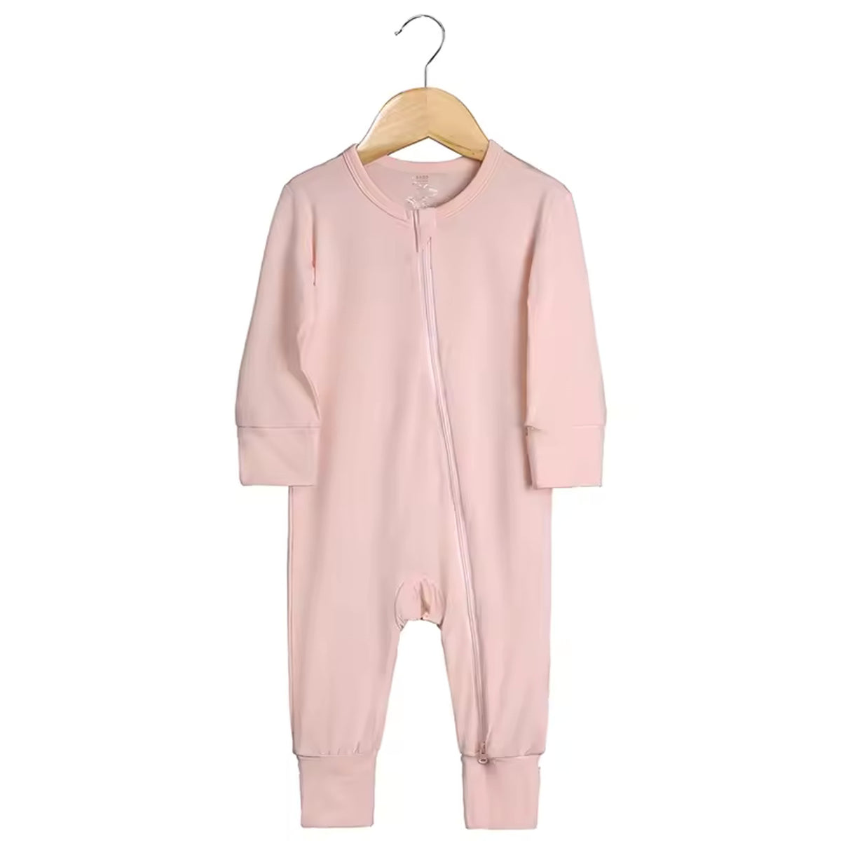 Bamboo Baby Romper - Light Pink - baby footed zip sleeper