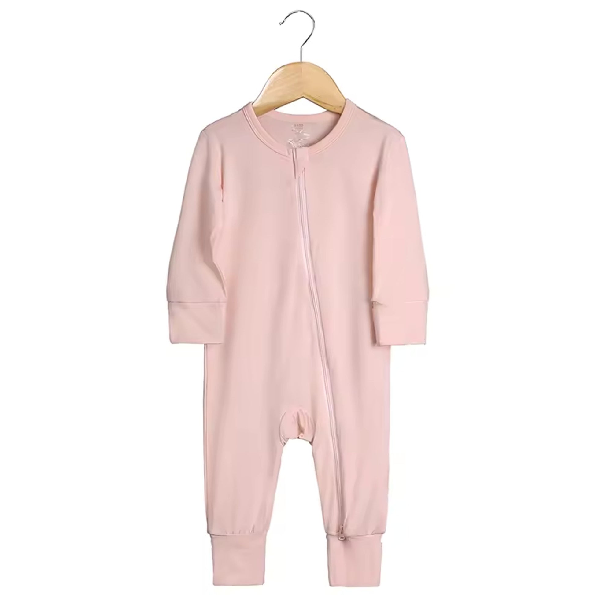 Bamboo Baby Romper - Light Pink - baby footed zip sleeper