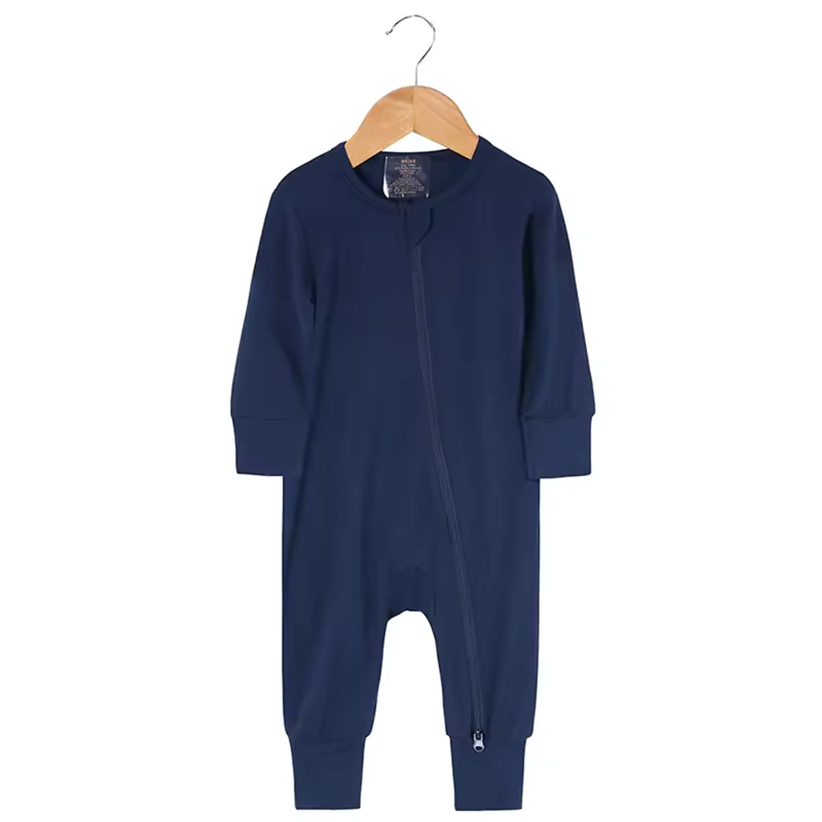 Bamboo Baby Romper - Navy - baby footed zip sleeper
