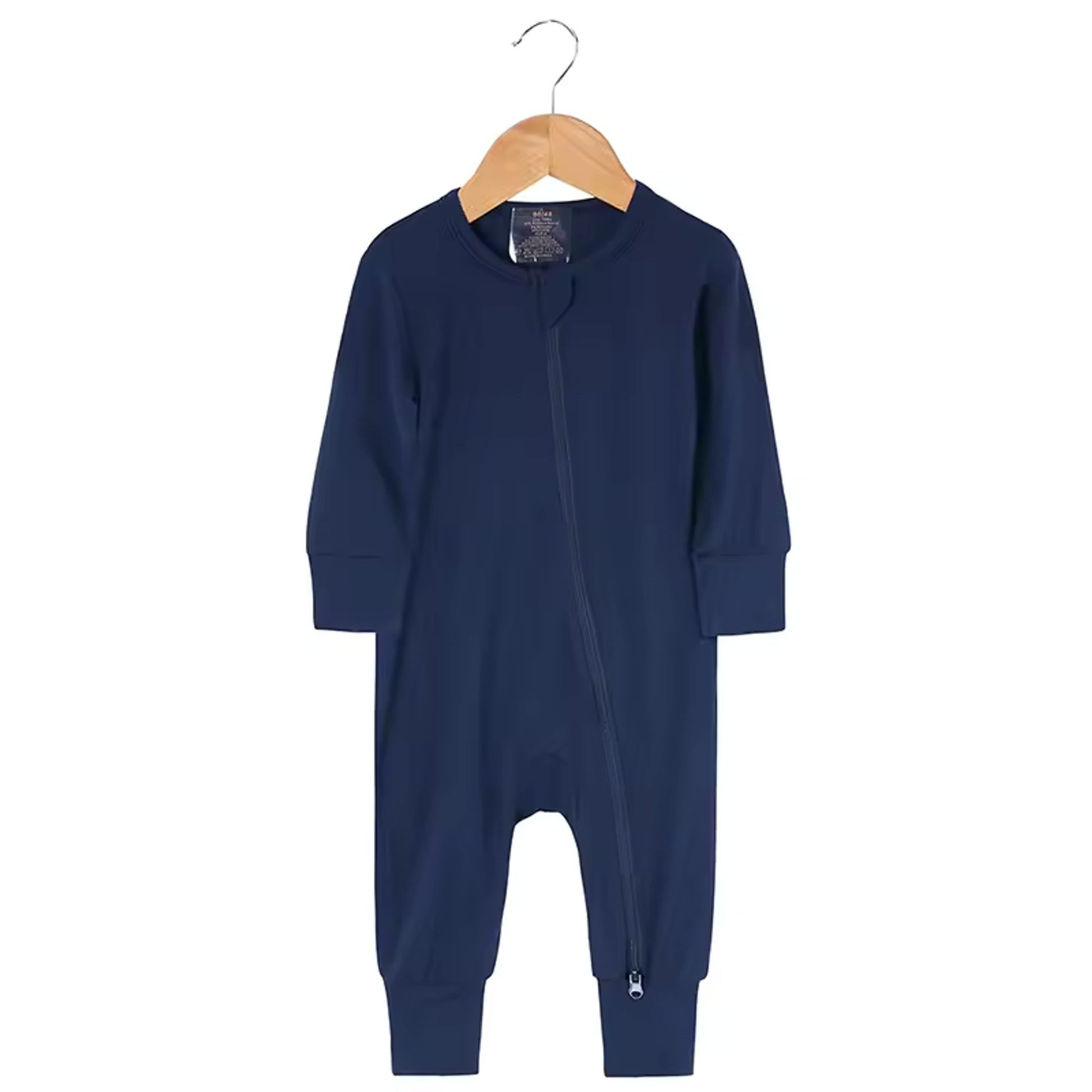 Bamboo Baby Romper - Navy - baby footed zip sleeper