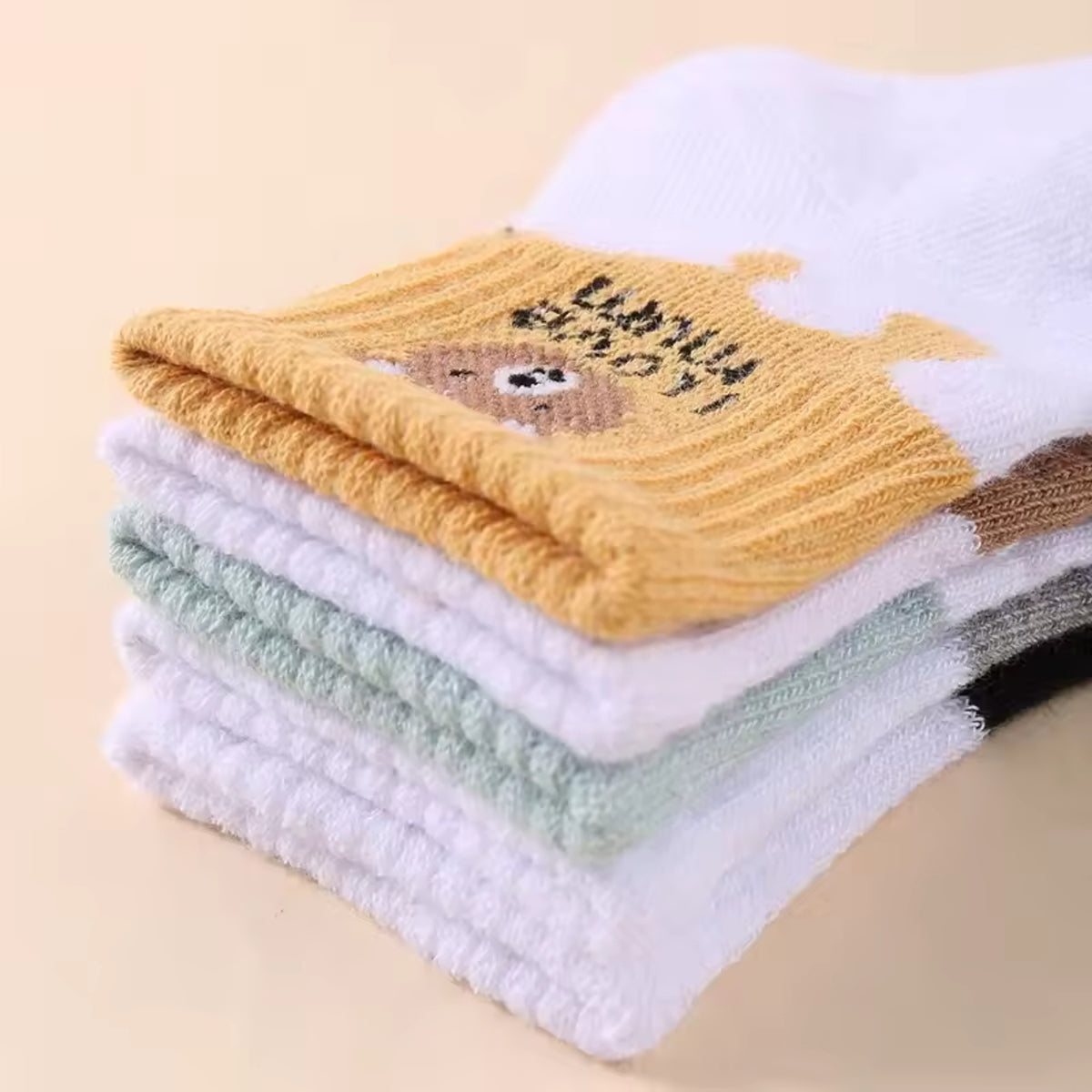 Bear Family Ankle Socks - fabric detail
