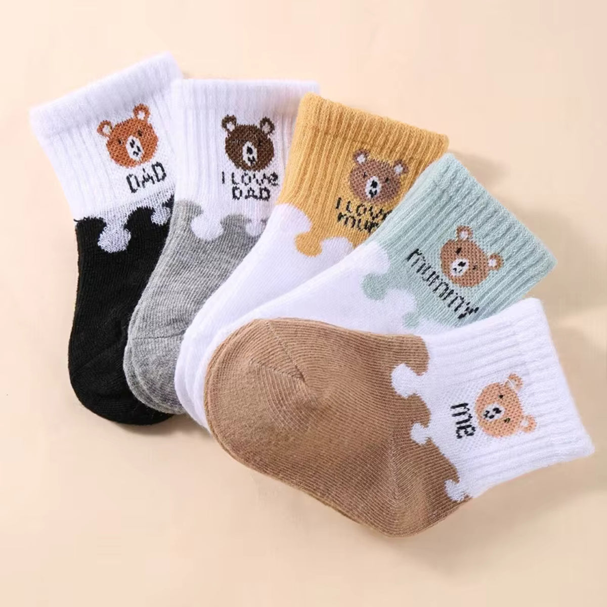 Bear Family Ankle Socks - fanned view