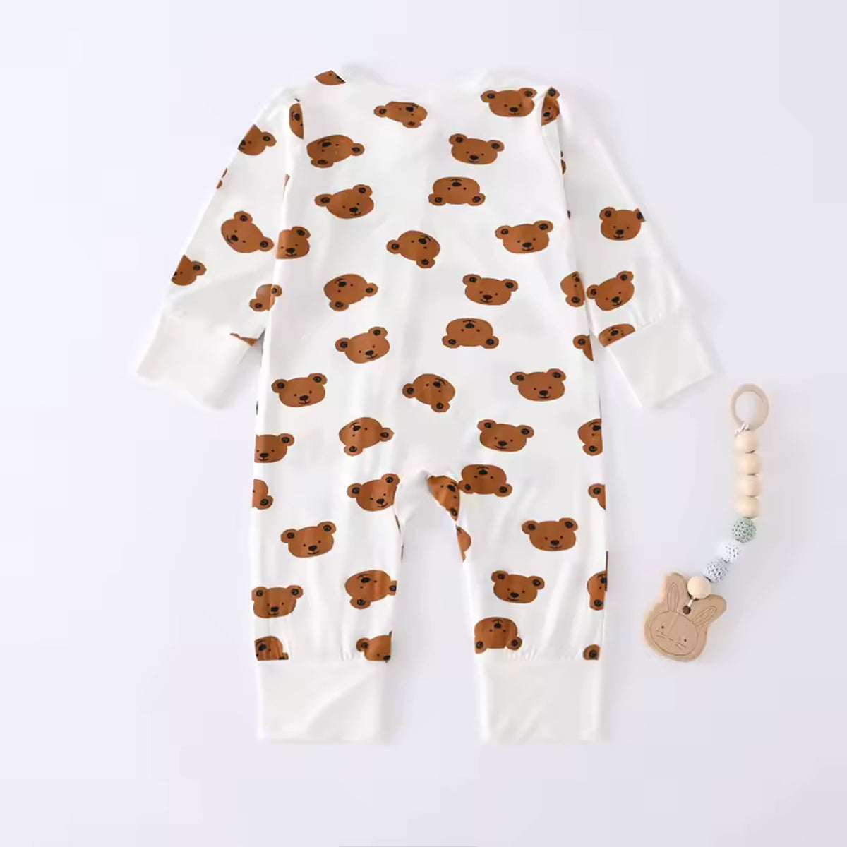 Bear Print Bamboo Romper - back