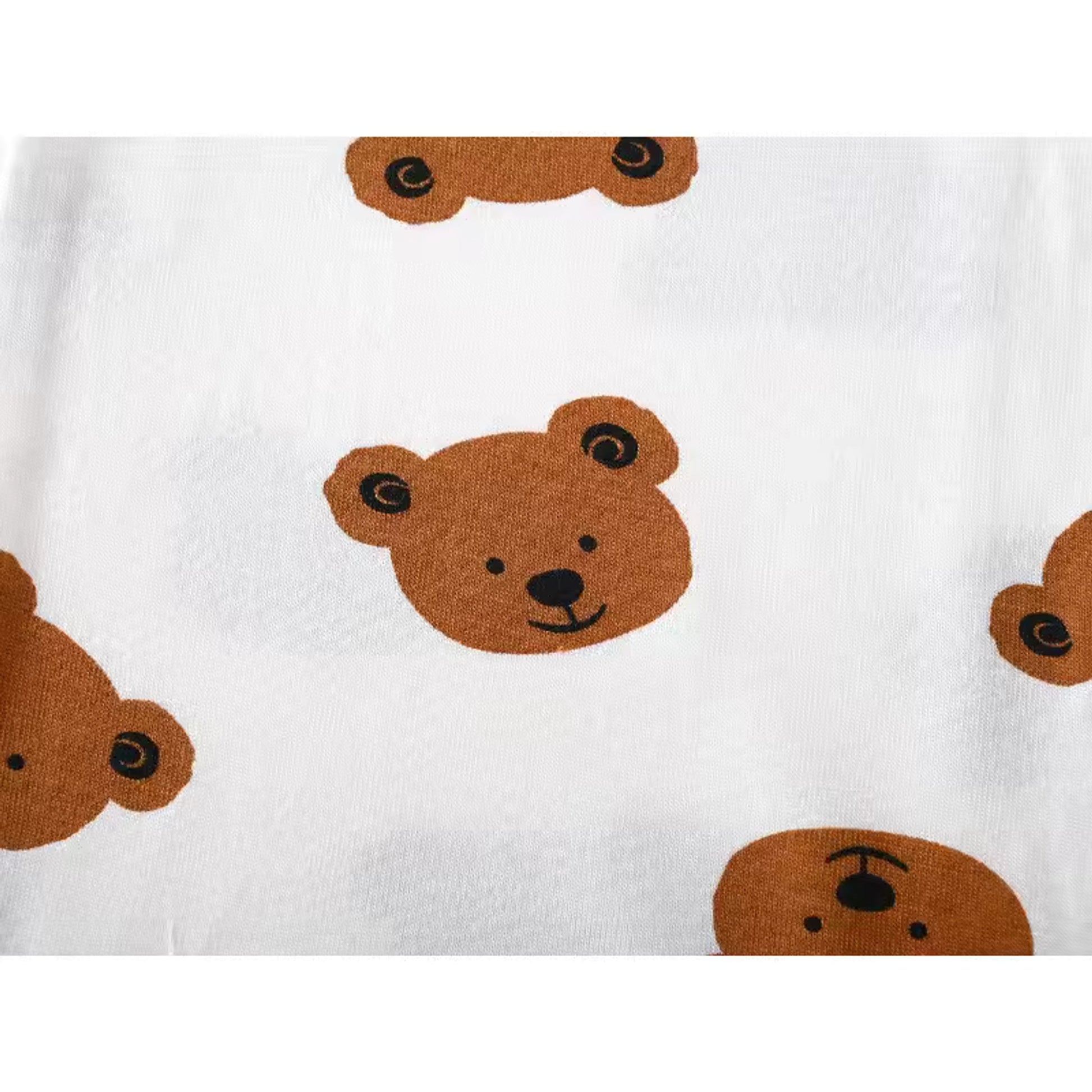 Bear Print Bamboo Romper - fabric detail