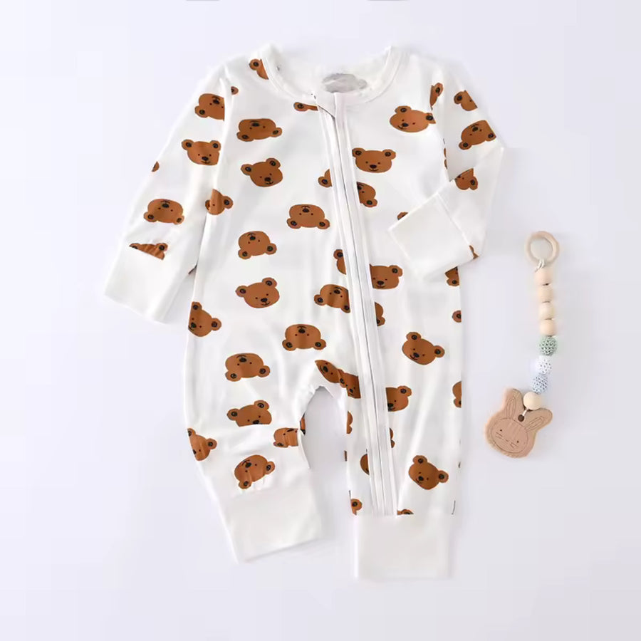 Bear Print Bamboo Romper