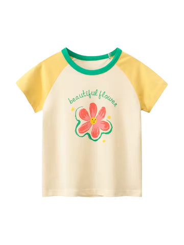 Beautiful Flower Tee, girls baby and toddler t-shirt, professional product photo on white background