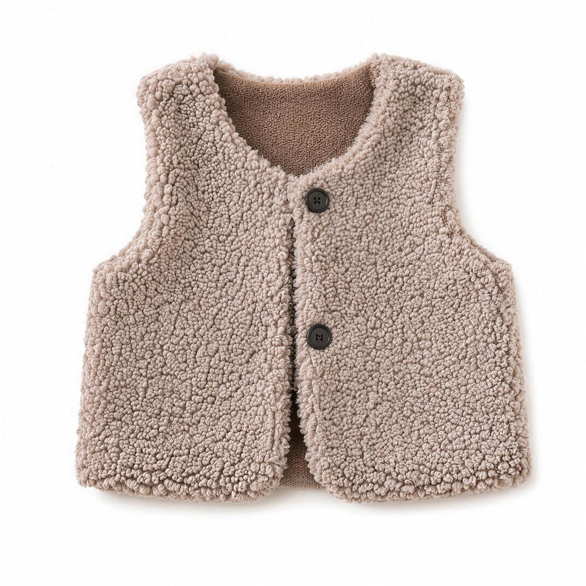 Cozy Sherpa Vest - Beige, professional studio photo