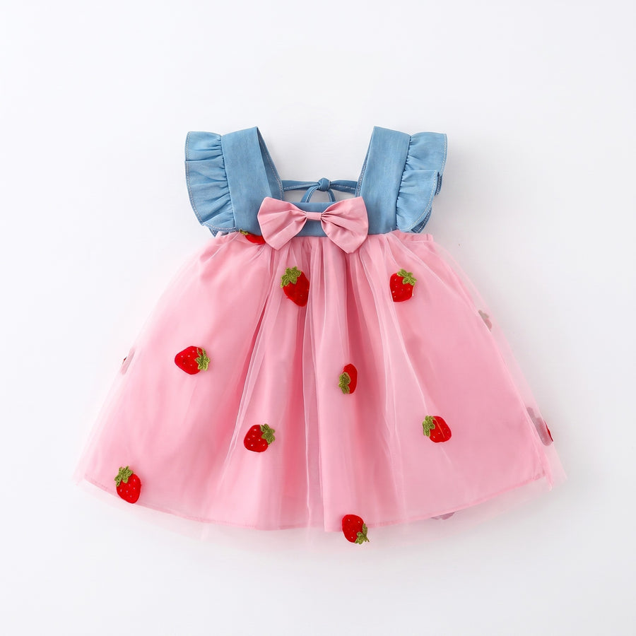 Berry Bow Mesh Dress
