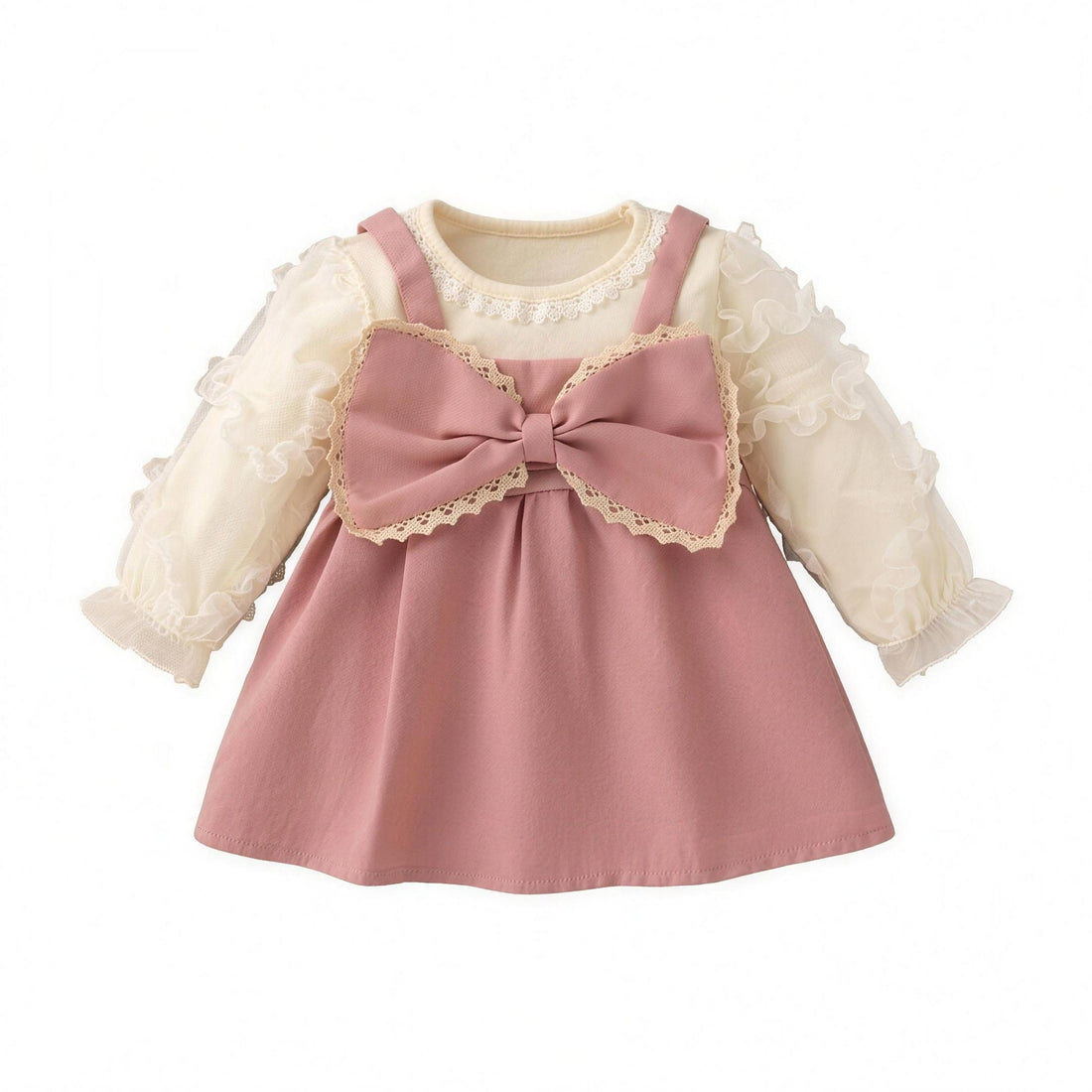 Big Bow Puff Dress - Pink, professional product photo on white background