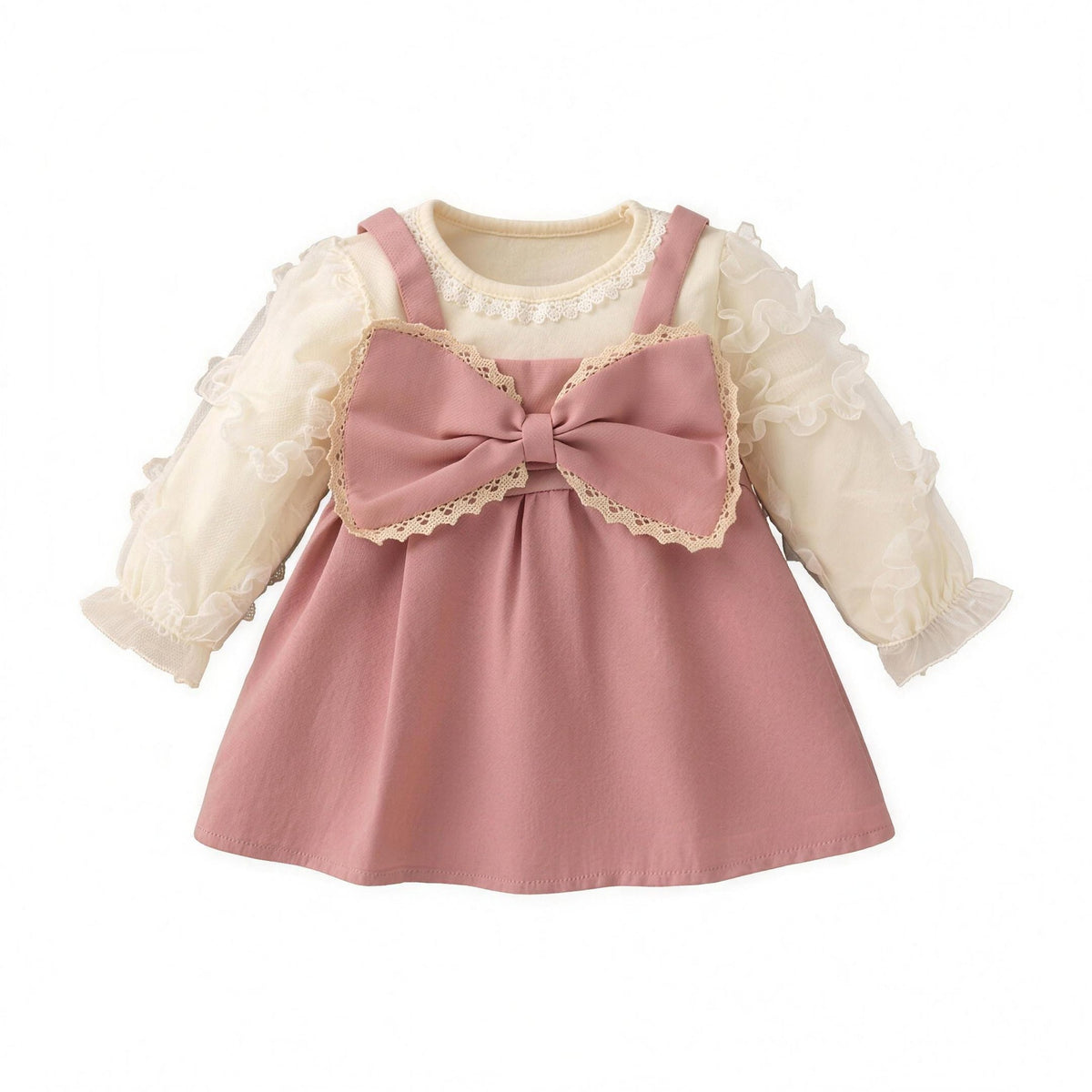 Big Bow Puff Dress - Pink, professional product photo on white background