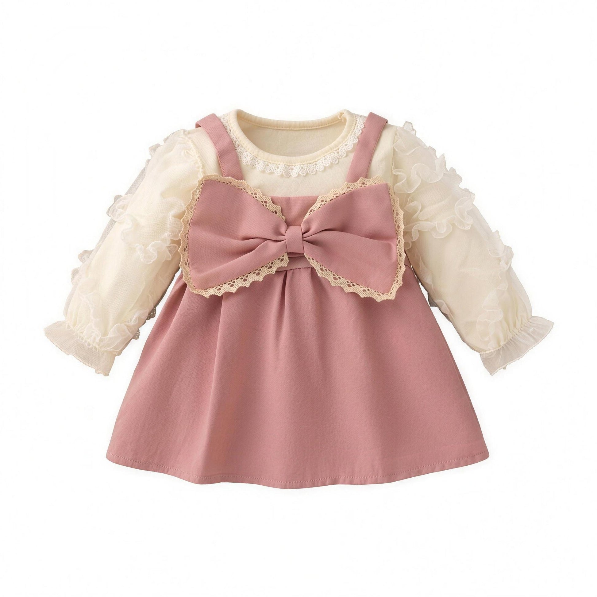 Big Bow Puff Dress - Pink, professional product photo on white background