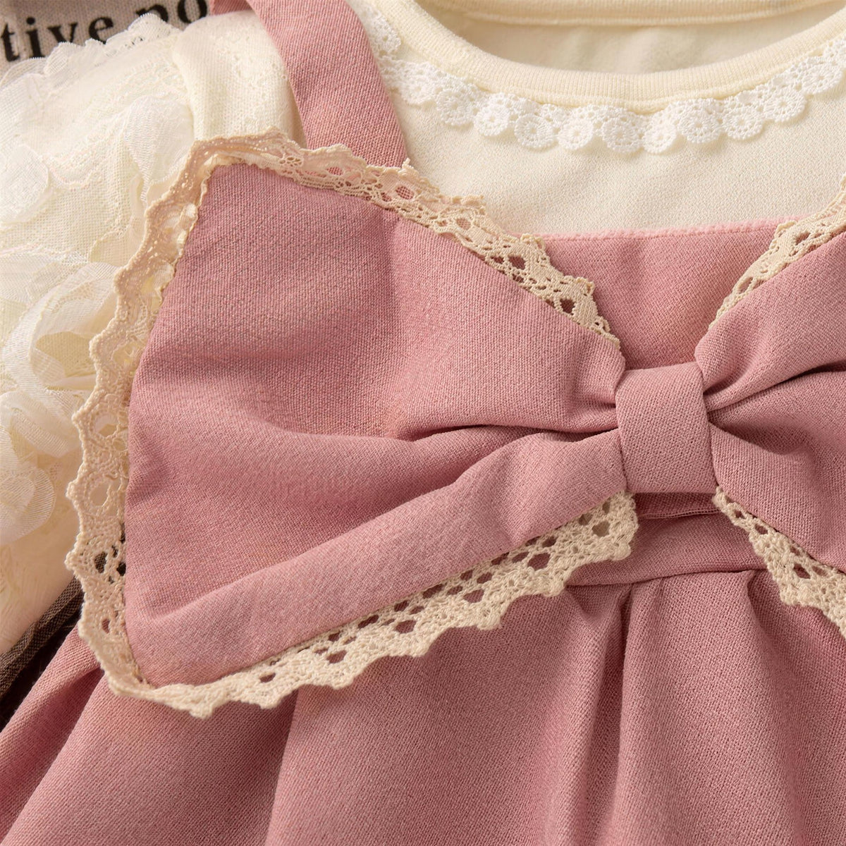 Big Bow Puff Dress - Pink, bow detail view