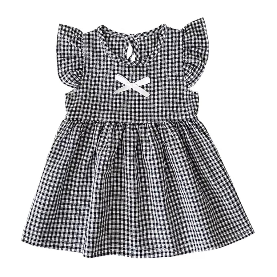 Black Bow Gingham Dress