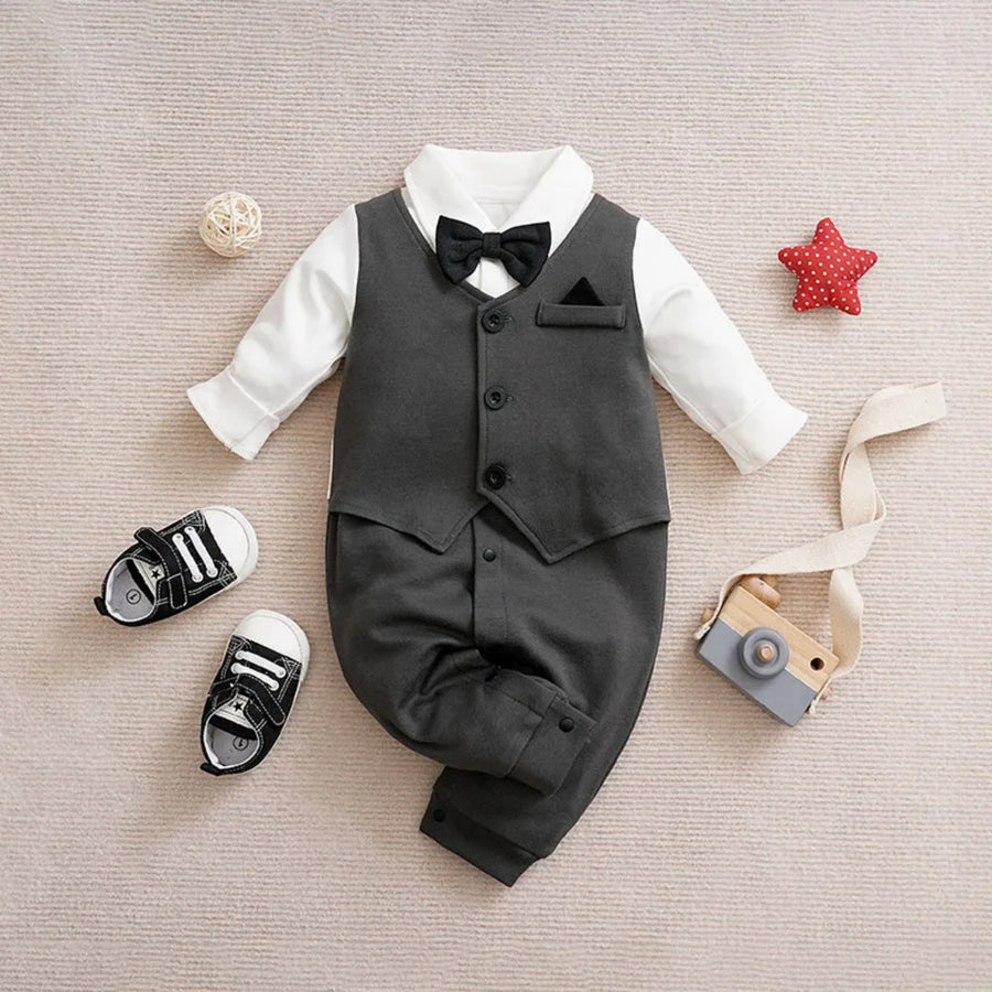 Black Tuxedo Baby Romper