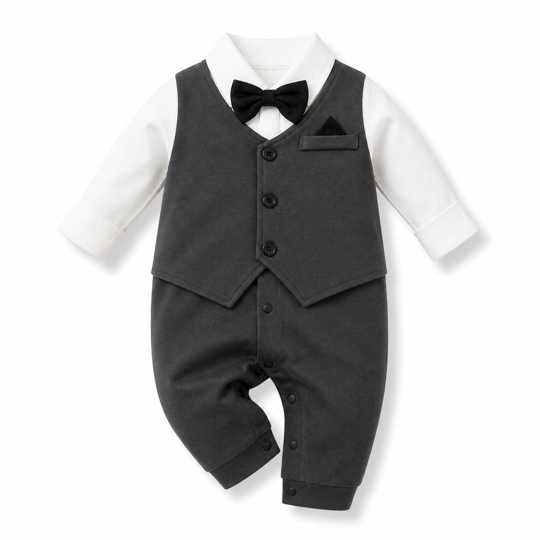 Black Tuxedo Baby Romper