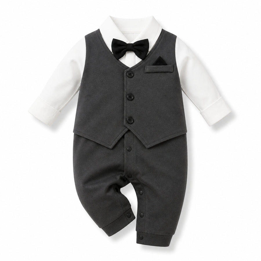 Black Tuxedo Baby Romper