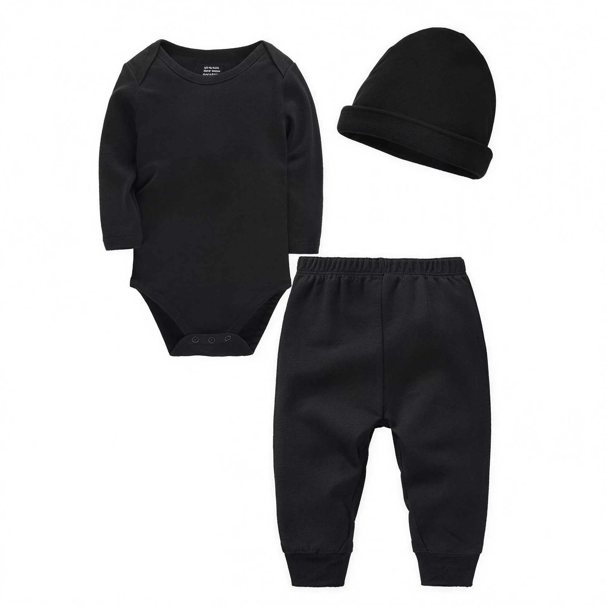 Solid Bodysuit Pants Set - Black - professional studio photo