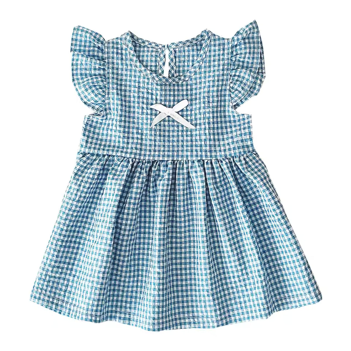 Blue Bow Gingham Dress