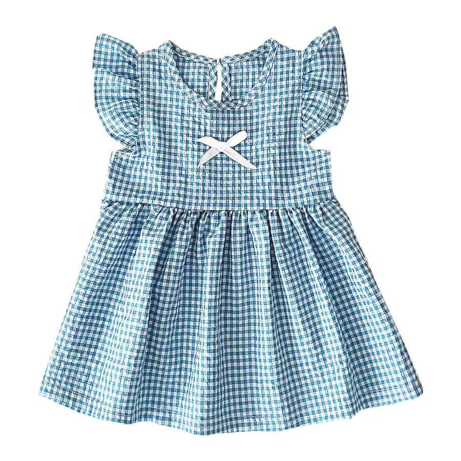Blue Bow Gingham Dress
