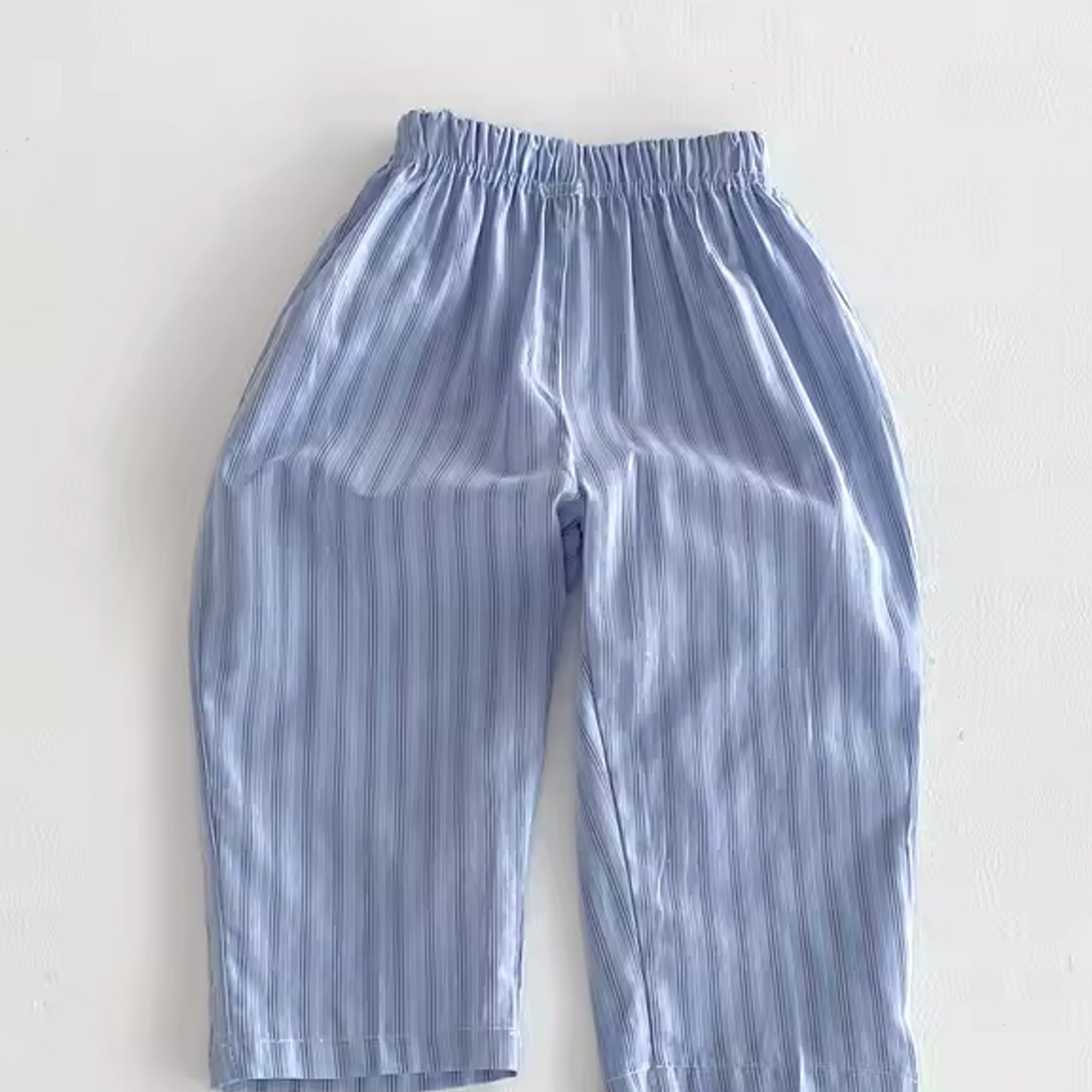 Blue Stripe Summer Pants in Medium Detail - baby and toddler pants, professional product photo