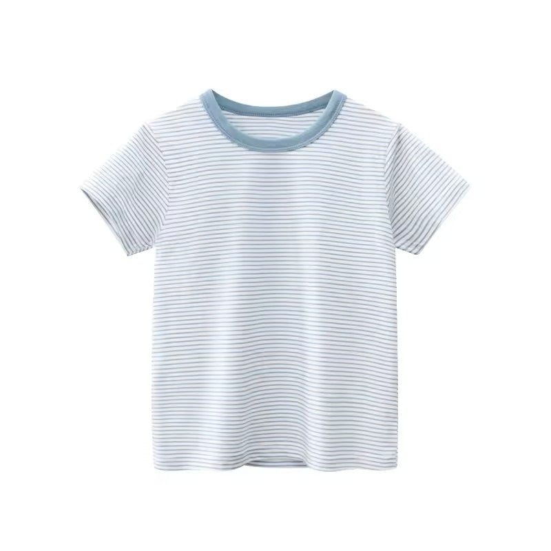 Blue Stripe Tee, professional product photo on white background