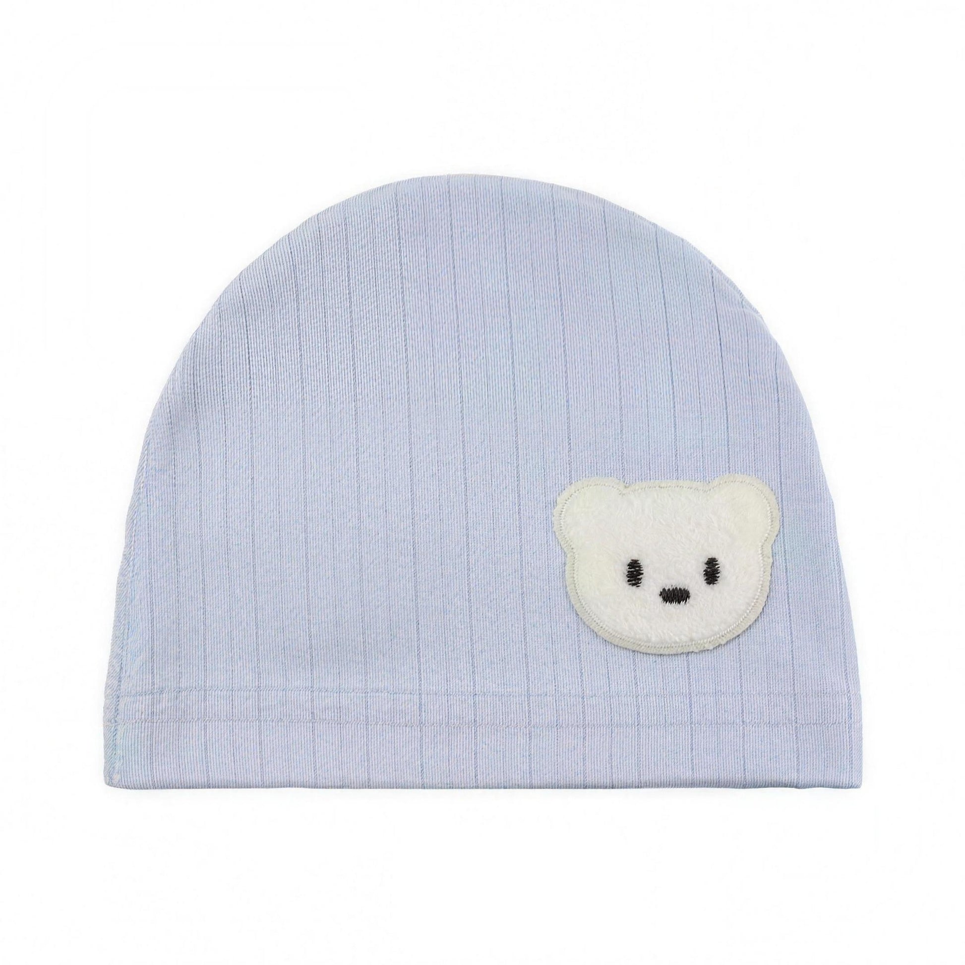 Bear Patch Beanie - Blue - professional product photo on white background