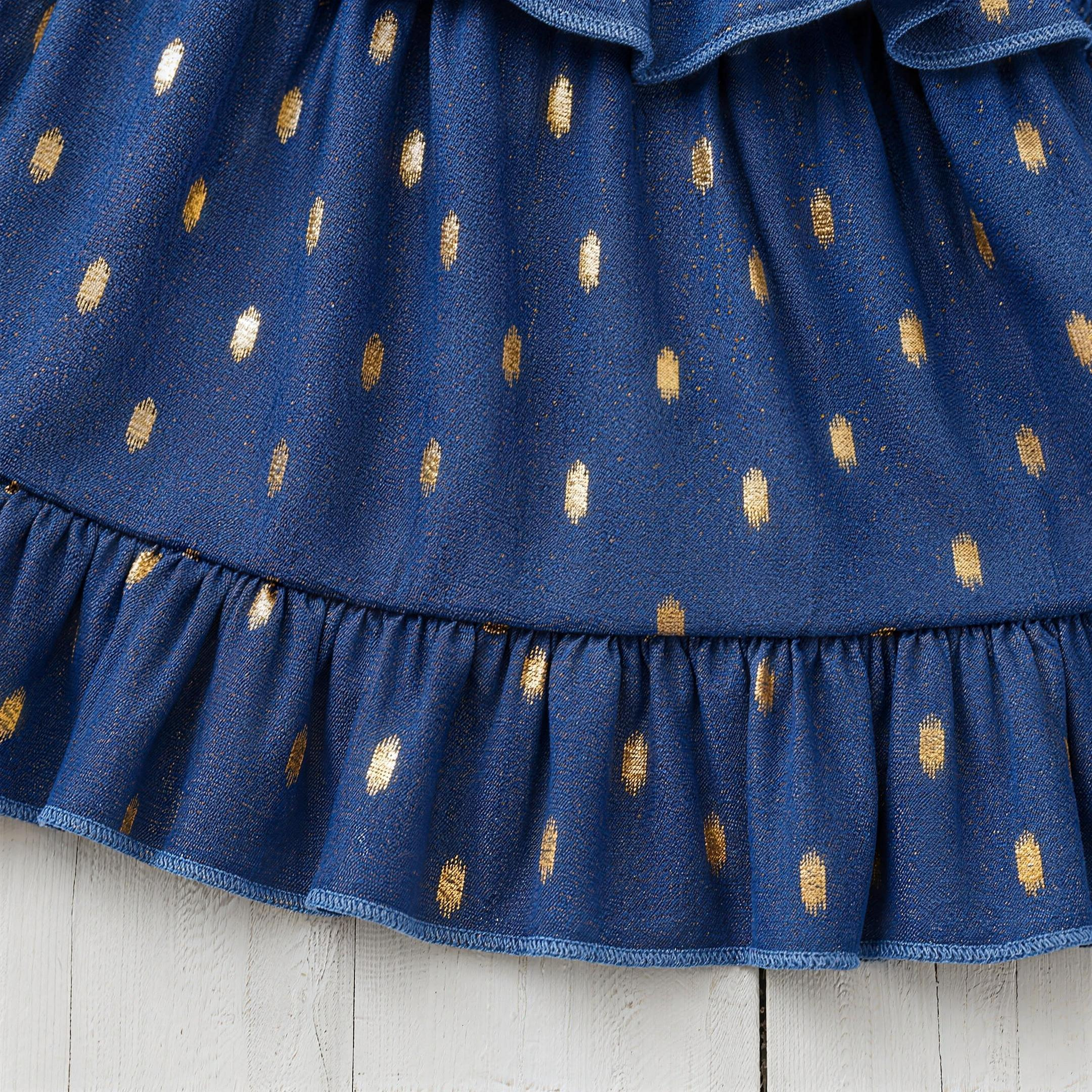 Gold Dot Pinafore Dress - Blue - extra 3