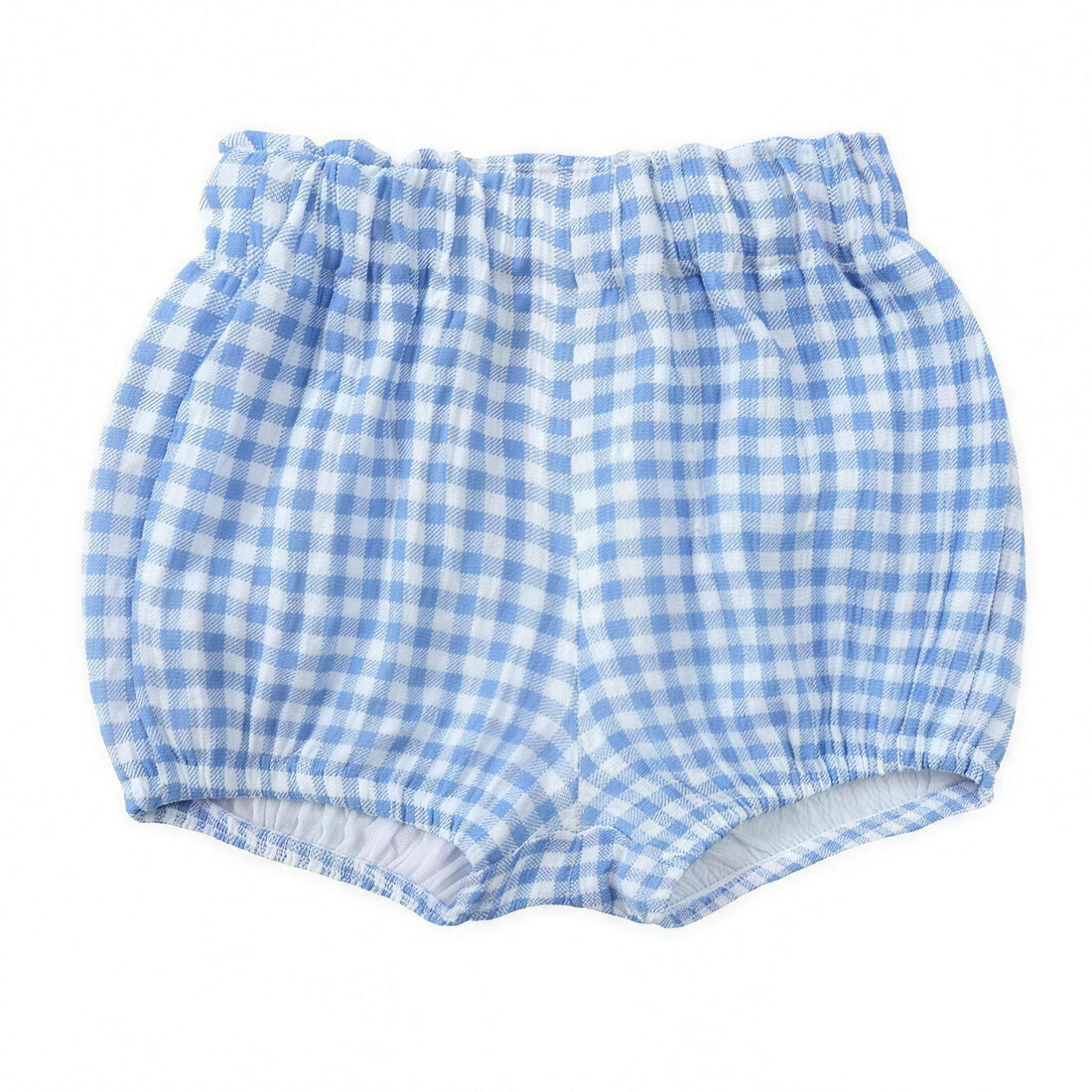 Blue Gingham Bloomer Shorts, professional studio photo