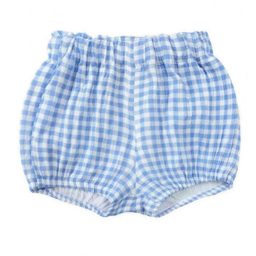 Blue Gingham Bloomer Shorts, professional studio photo