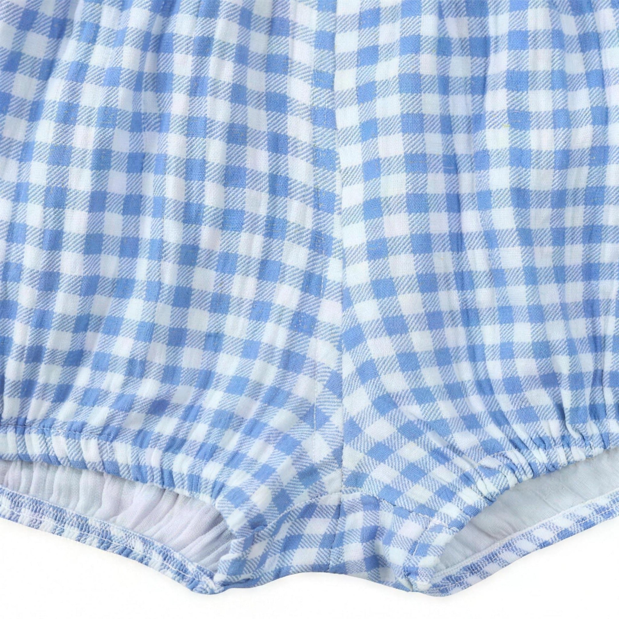 Blue Gingham Bloomer Shorts - fabric detail