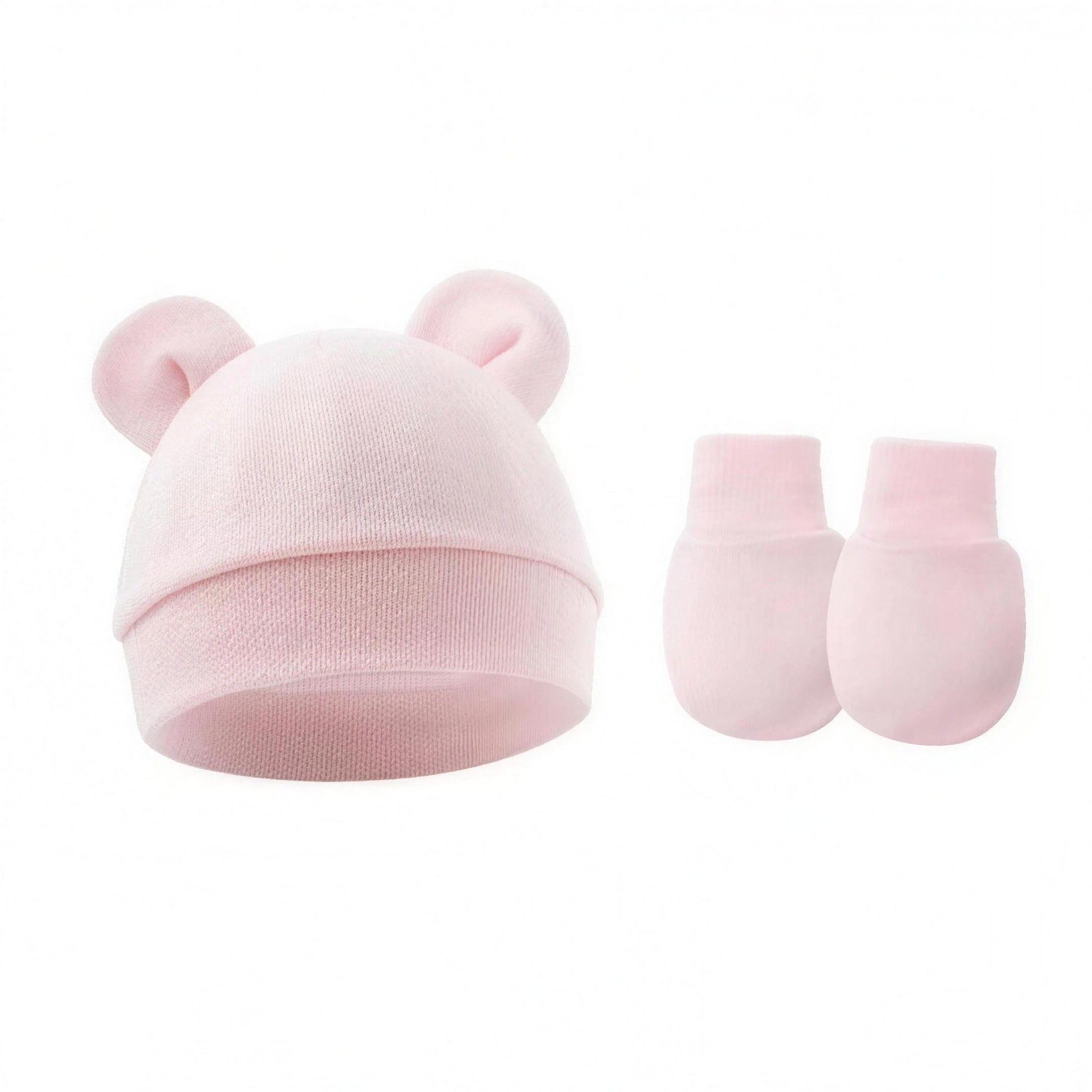 Bear Ear Beanie Set - Blush Pink - professional product photo on white background