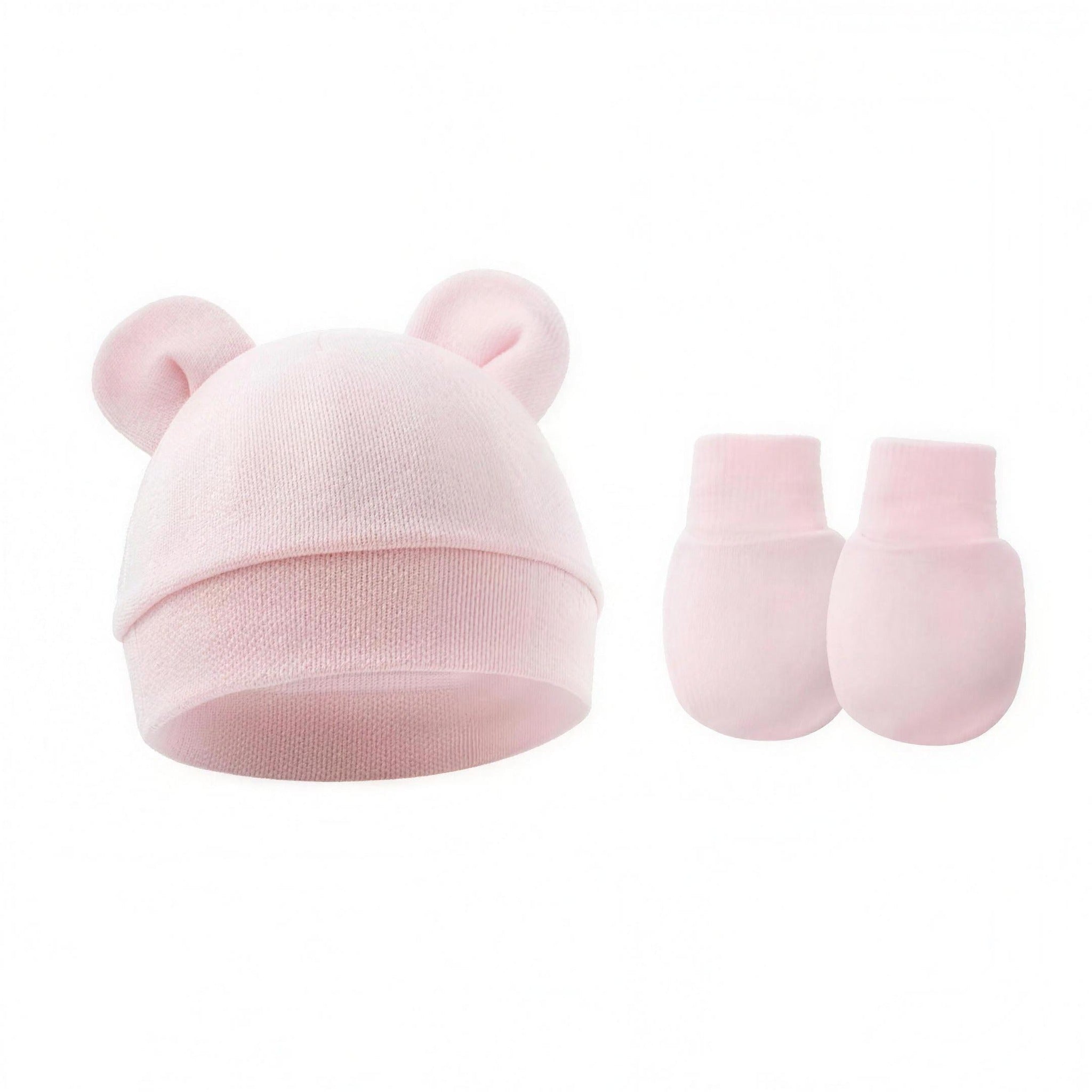 Bear Ear Beanie Set - Blush Pink - professional product photo on white background