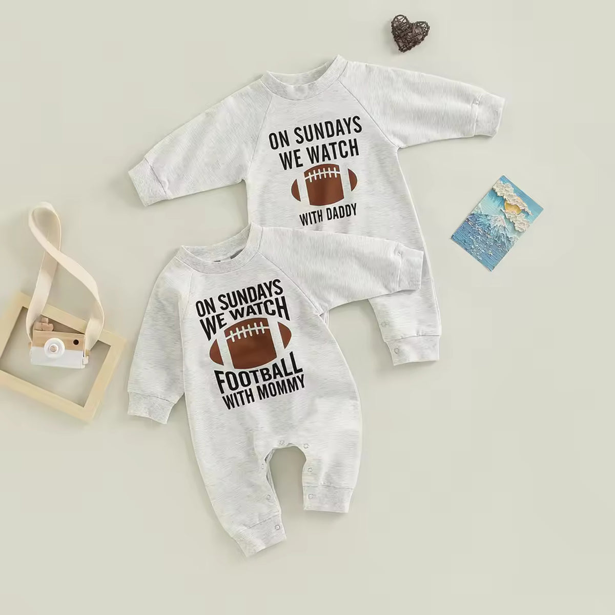 On Sundays We Watch Football Romper - both designs