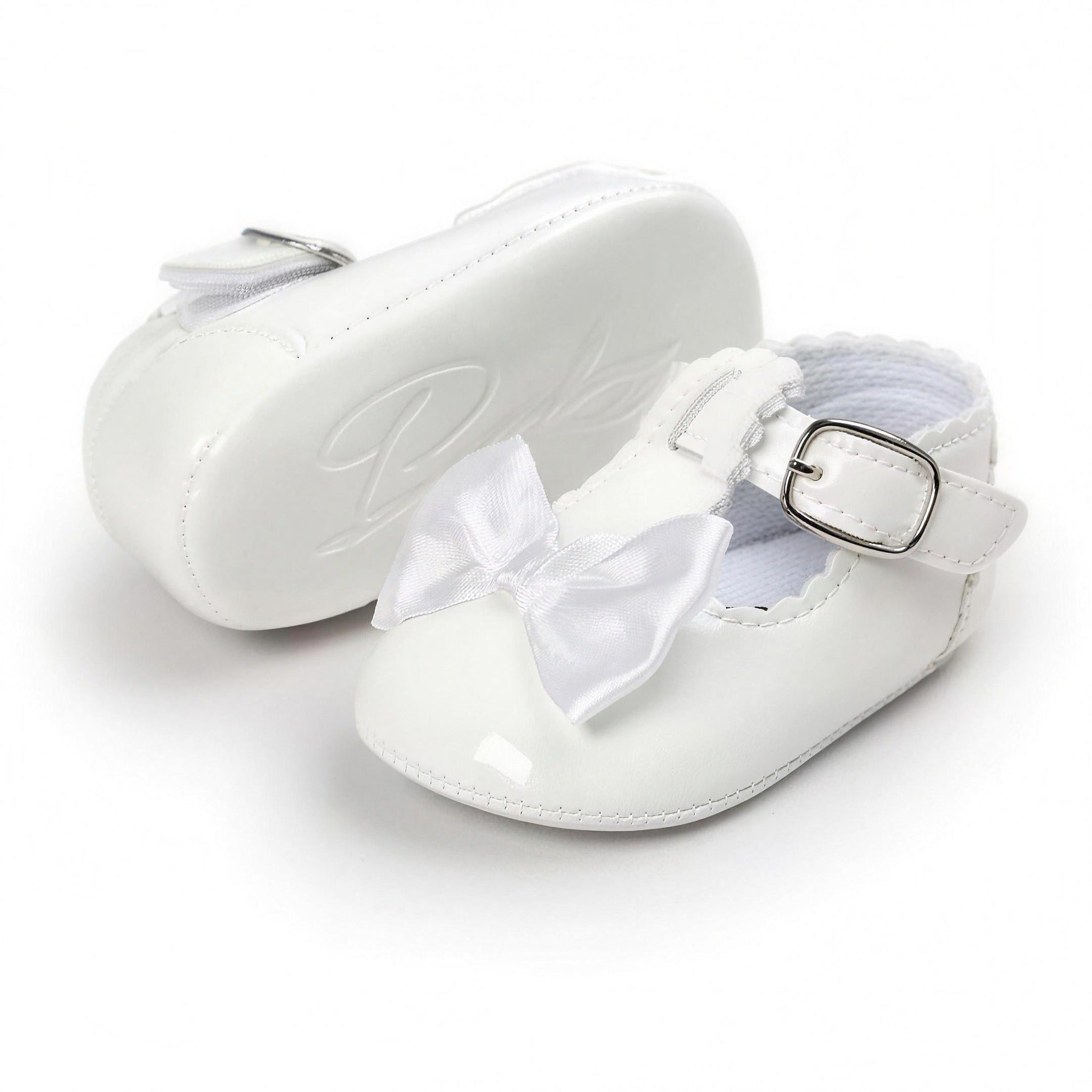 Bow Buckle Mary Jane - White, pair view