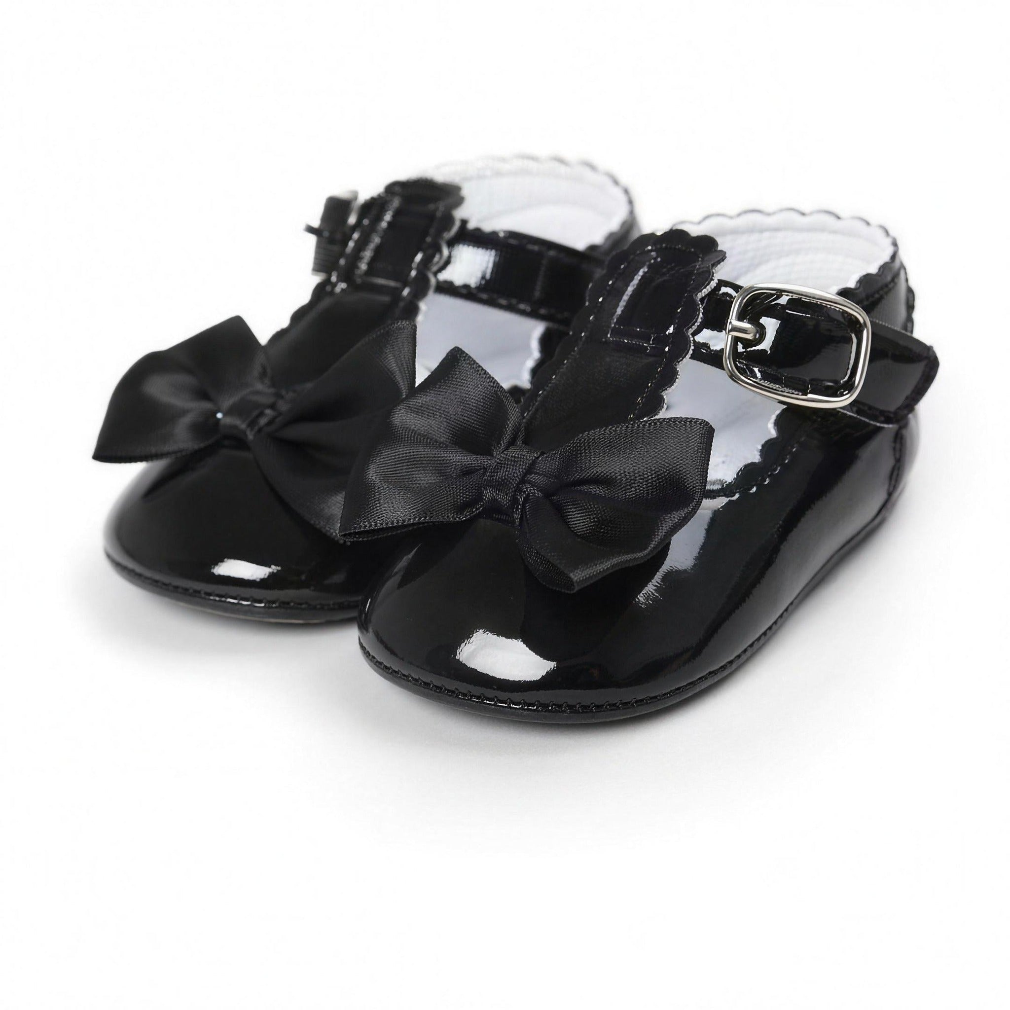 Bow Buckle Mary Jane - Black, pair view