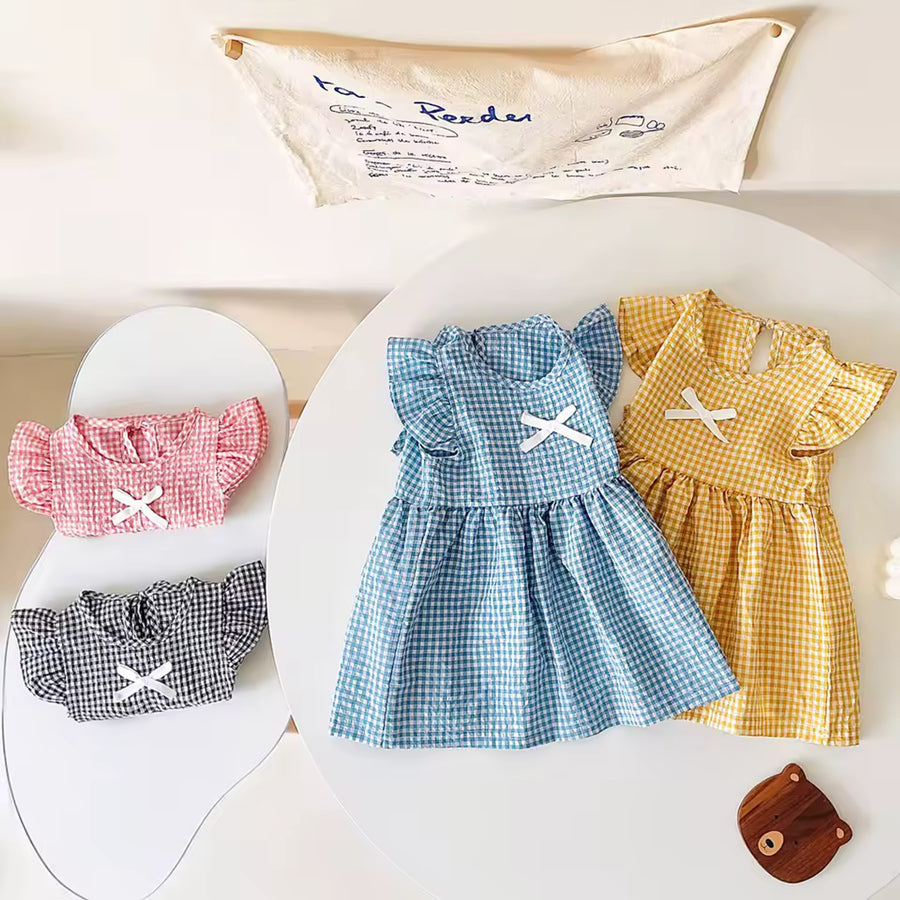 Blue Bow Gingham Dress