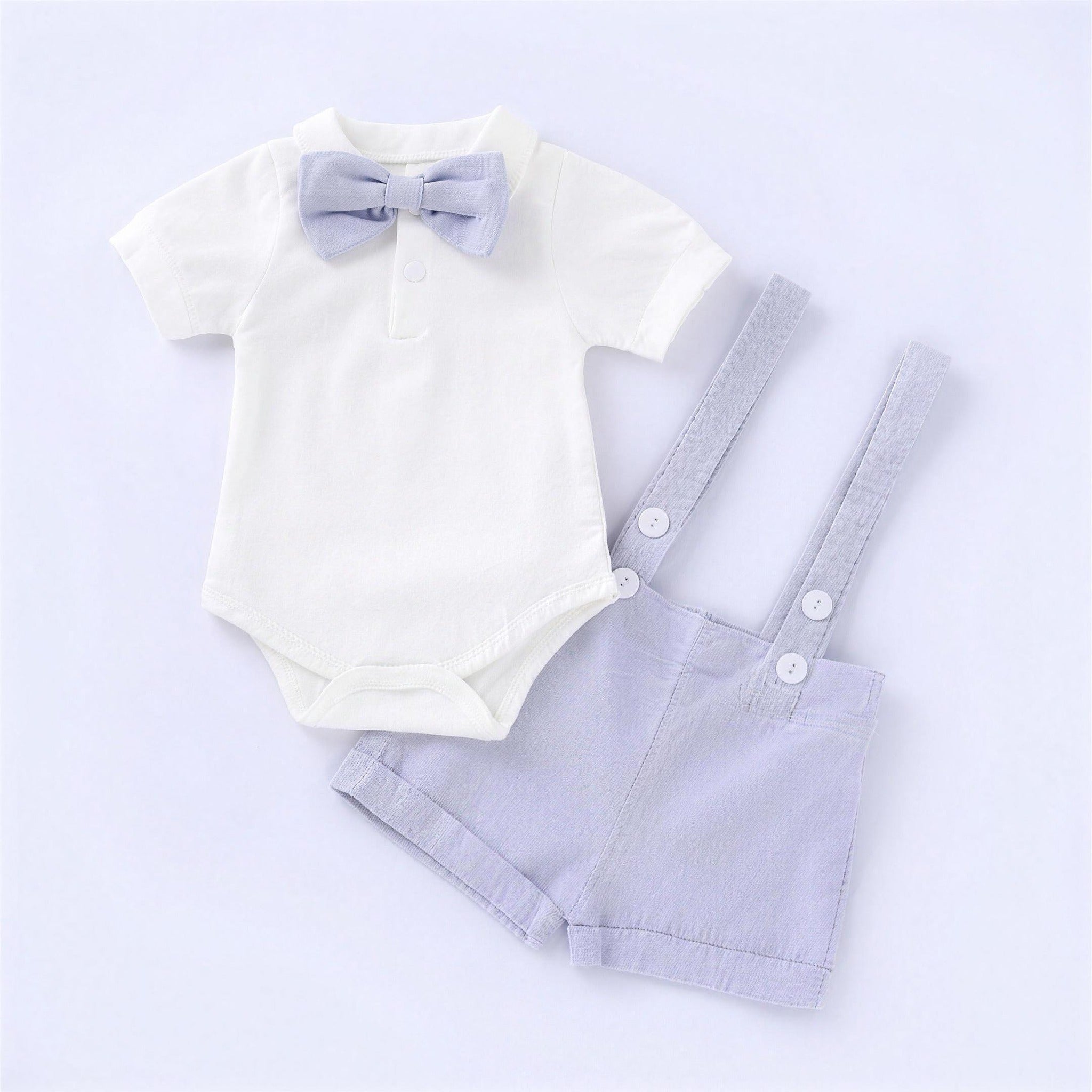 Bow Tie Suspender Set - Lavender, professional product photo on white background
