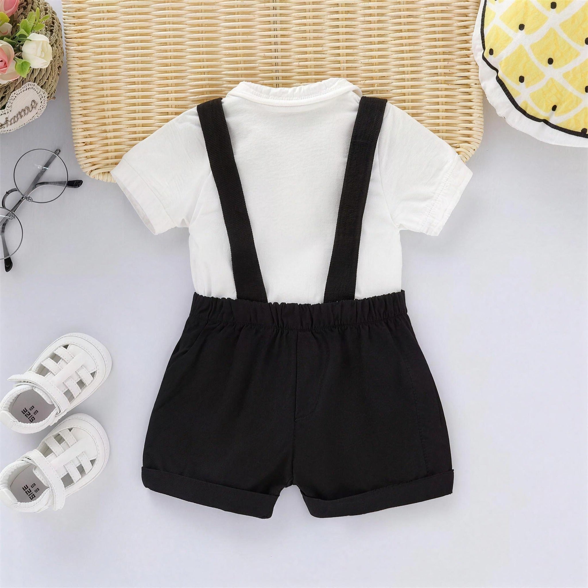 Bow Tie Suspender Set - back view (shown in Black)
