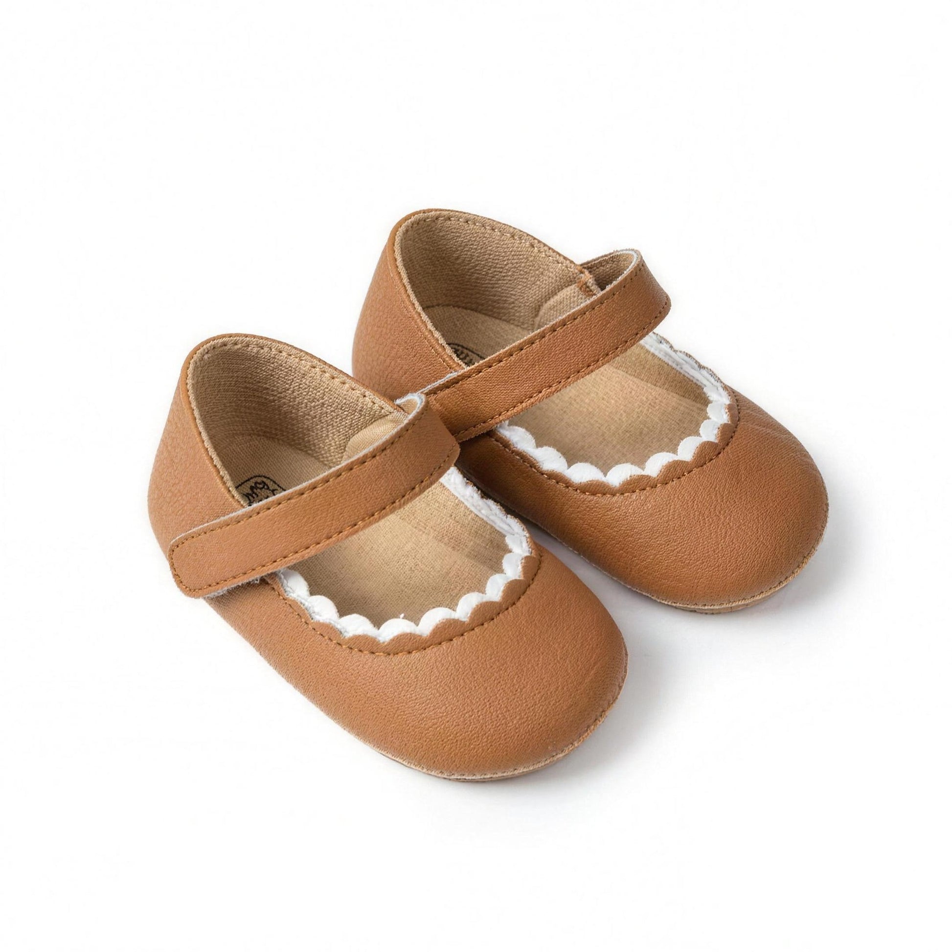 Scalloped Mary Jane - Brown - professional product photo on white background