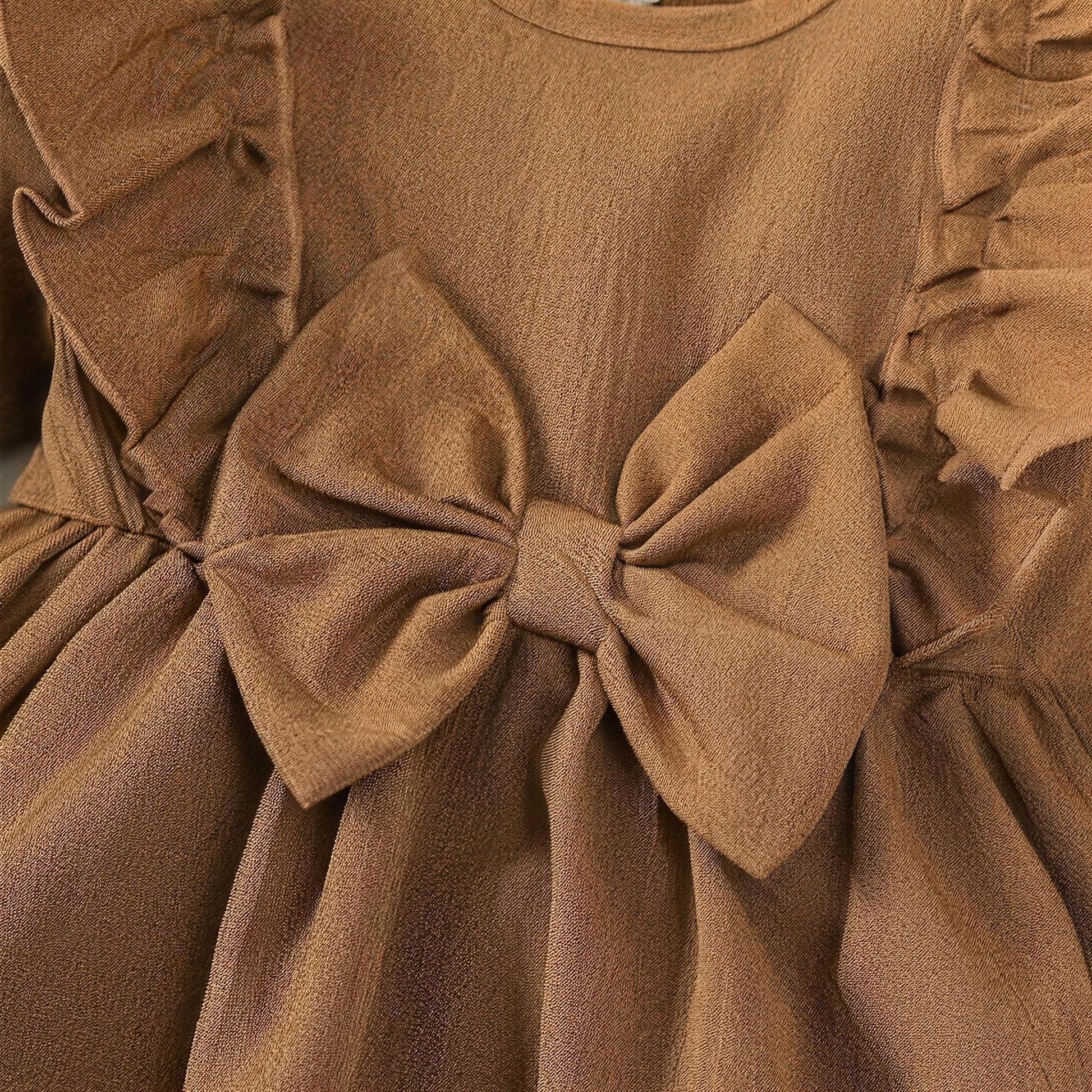 Brown Ruffle Bow Dress & Headband - additional photo